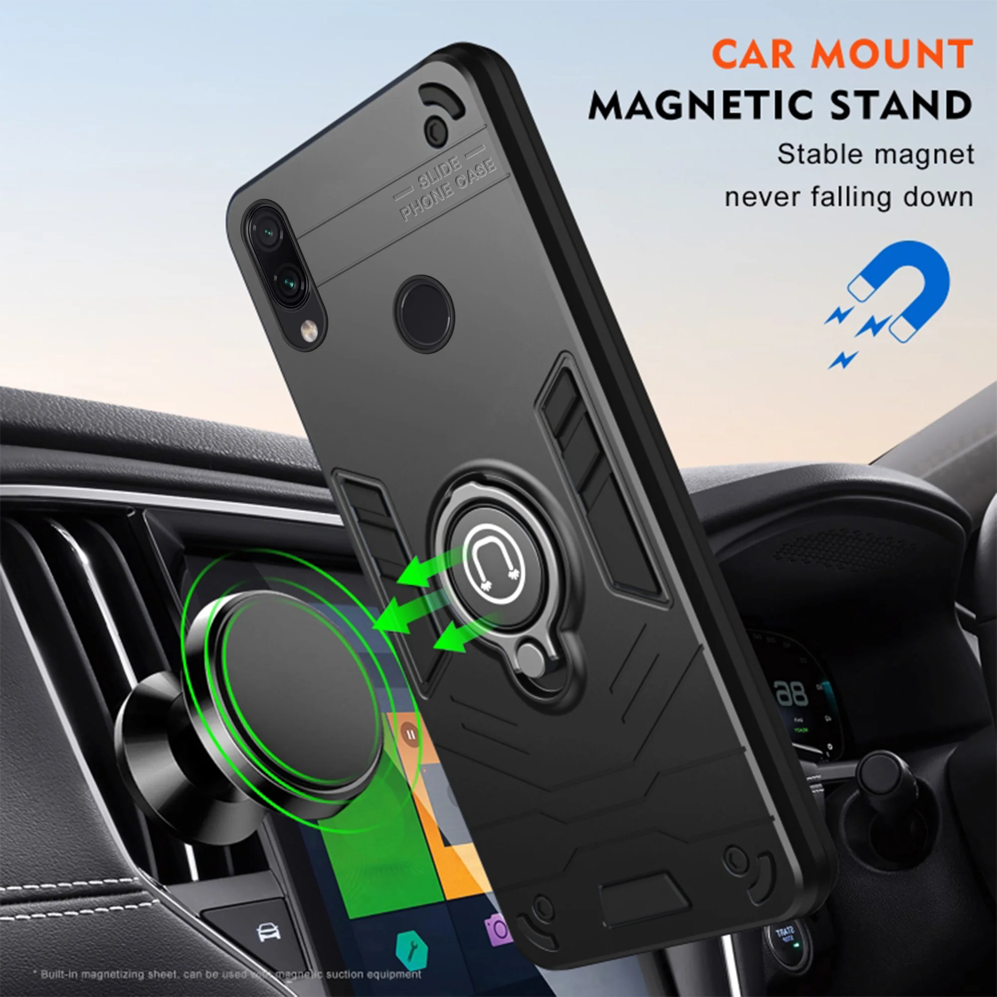 Ultra Rugged Armor Case with Rotating Ring Holder Back Case For Redmi Note 7 - Image 6