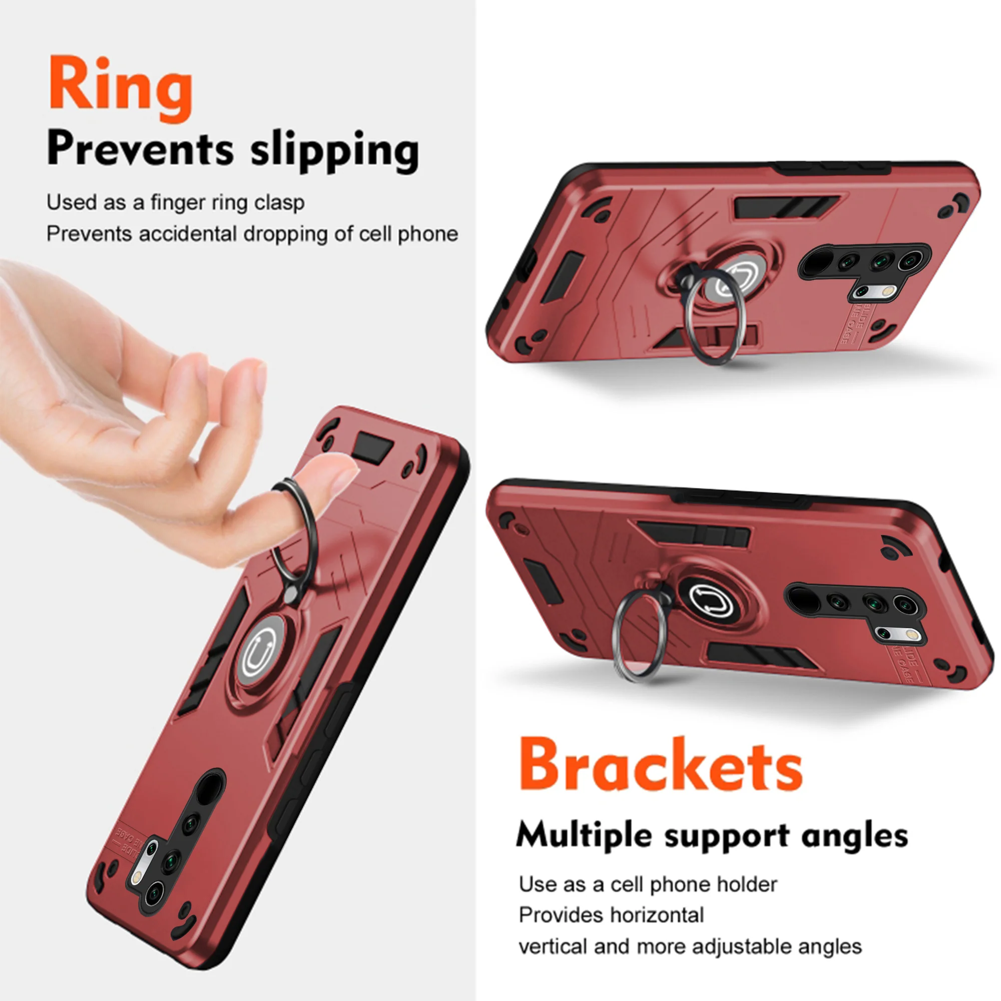 Ultra Rugged Armor Case with Rotating Ring Holder Back Case For Redmi Note 8 Pro - Image 15