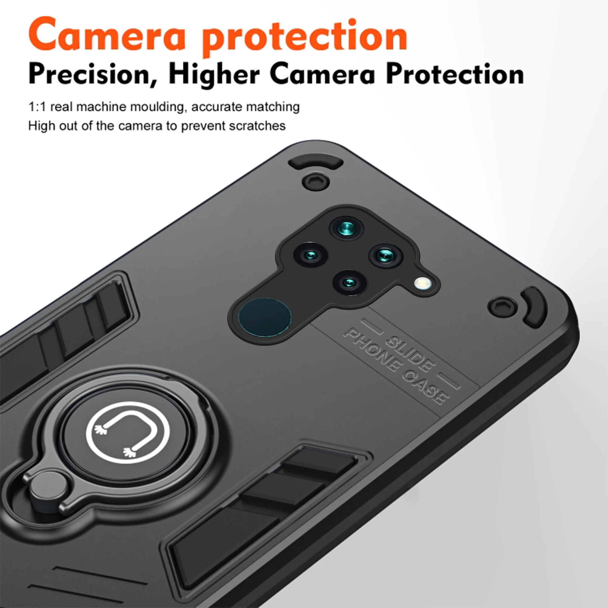 Ultra Rugged Armor Case with Rotating Ring Holder Back Case For Redmi Note 9 - Image 4