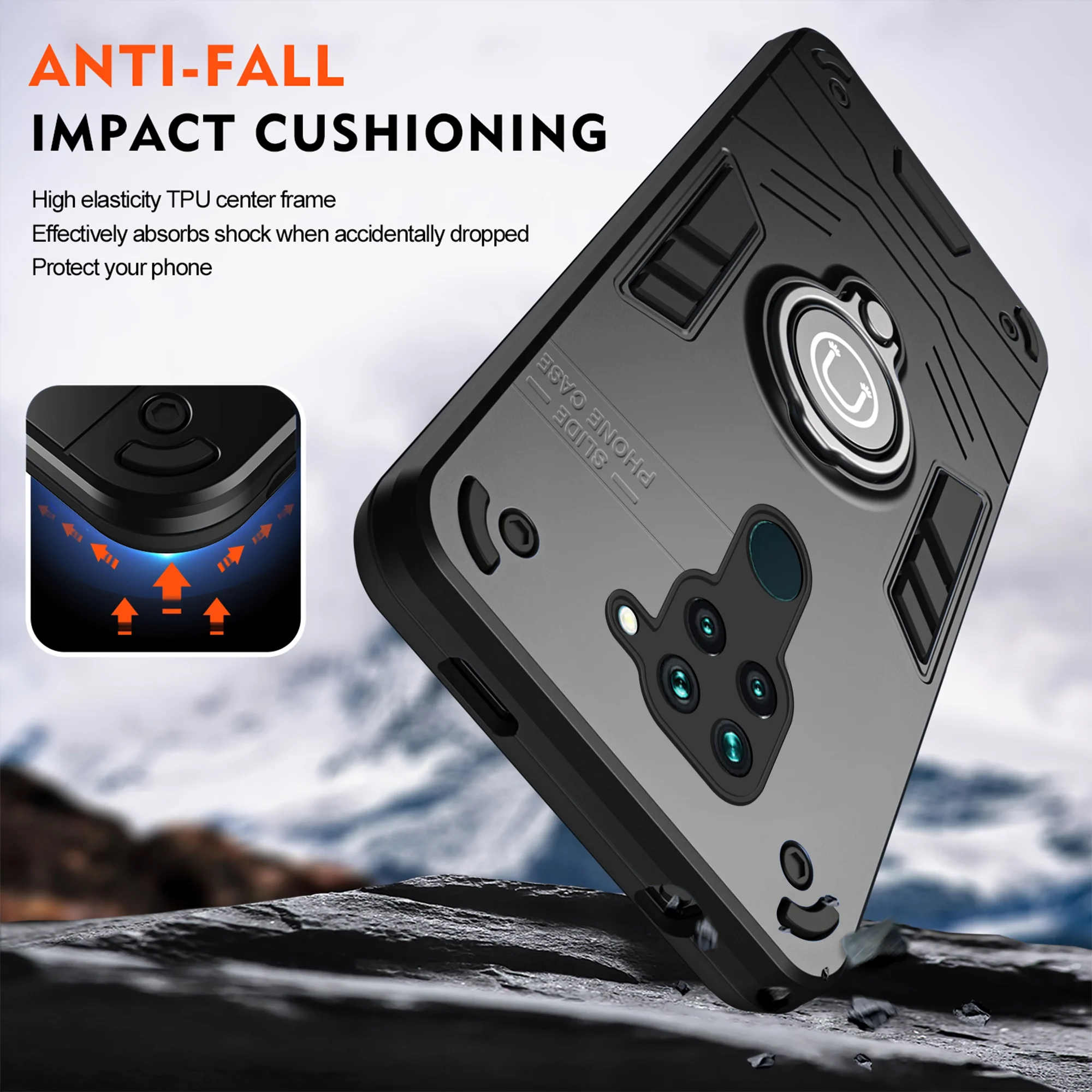 Ultra Rugged Armor Case with Rotating Ring Holder Back Case For Redmi Note 9 - Image 5