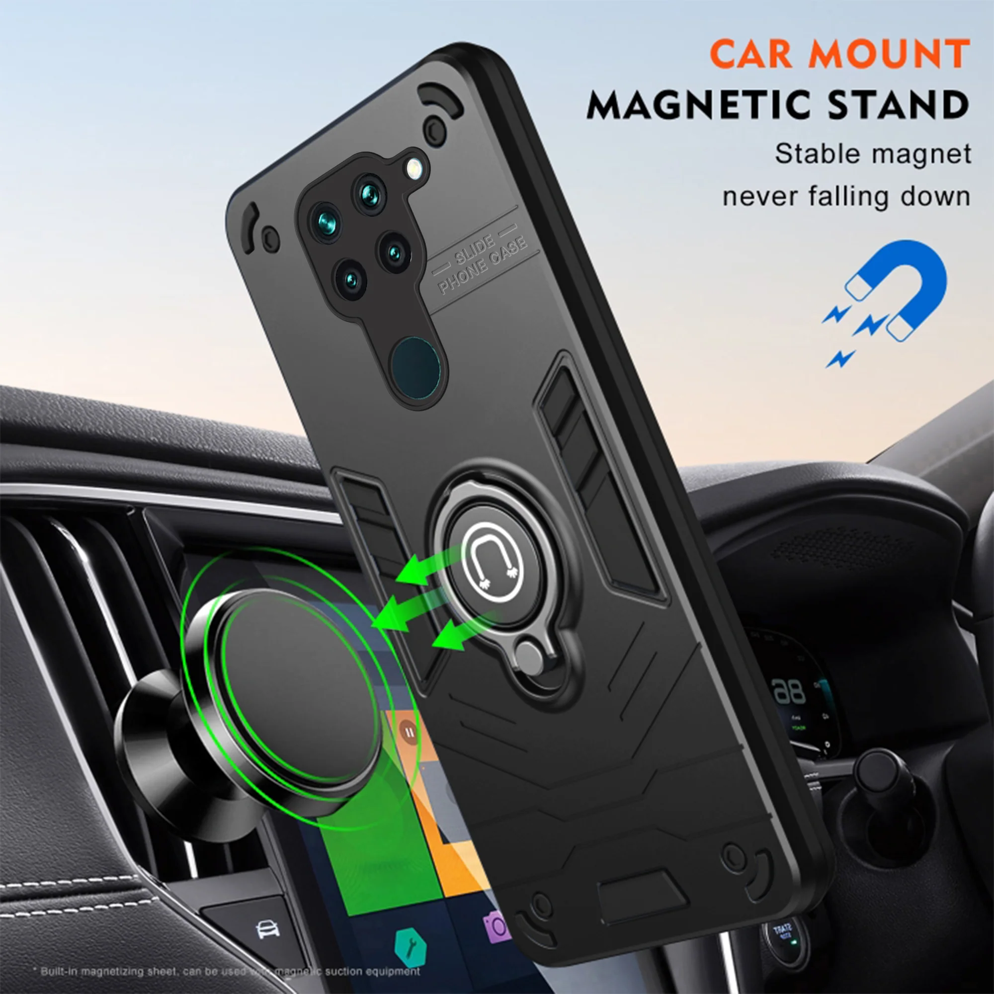 Ultra Rugged Armor Case with Rotating Ring Holder Back Case For Redmi Note 9 - Image 6