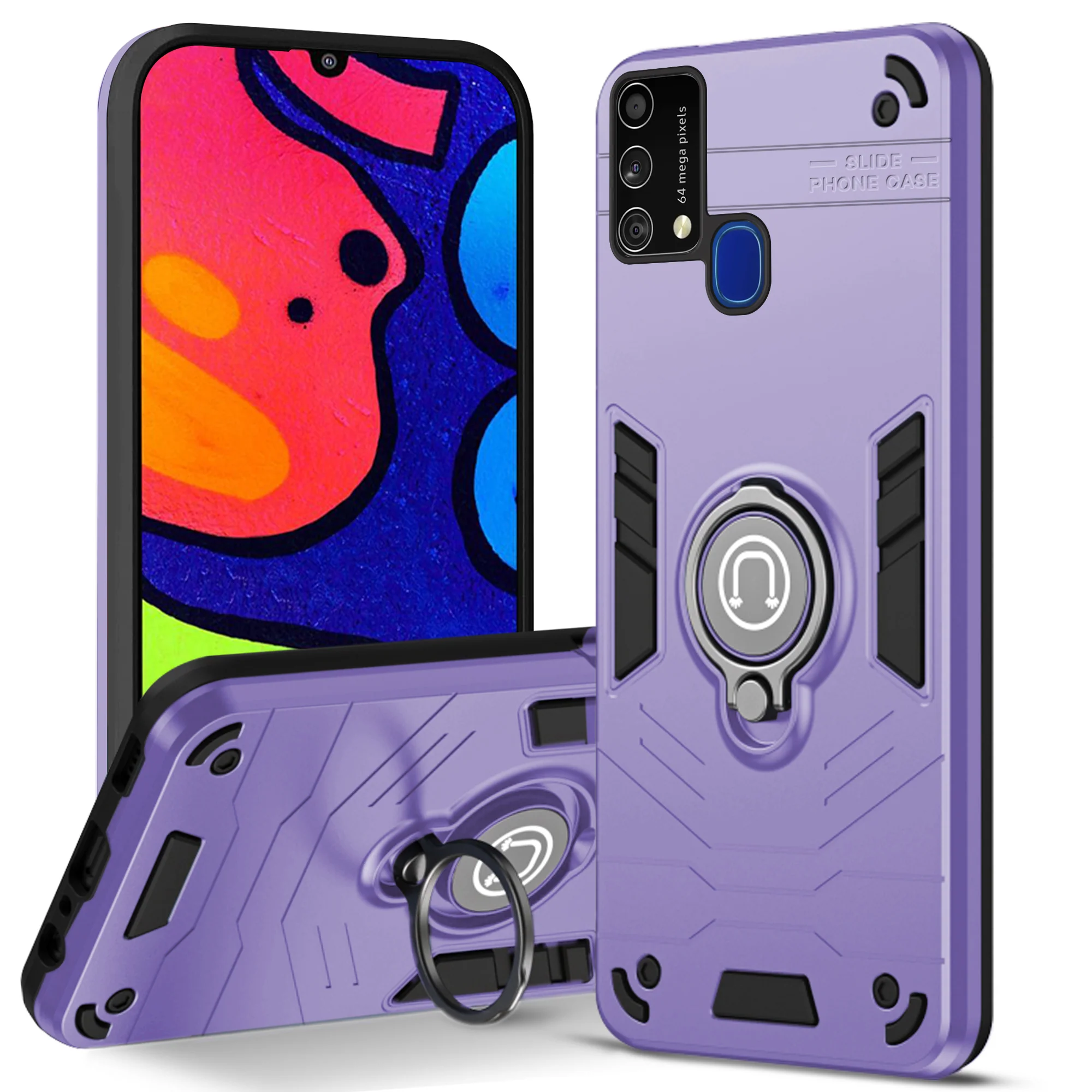 Ultra Rugged Armor Case with Rotating Ring Holder Back Case For Samsung F41 4G - Image 13