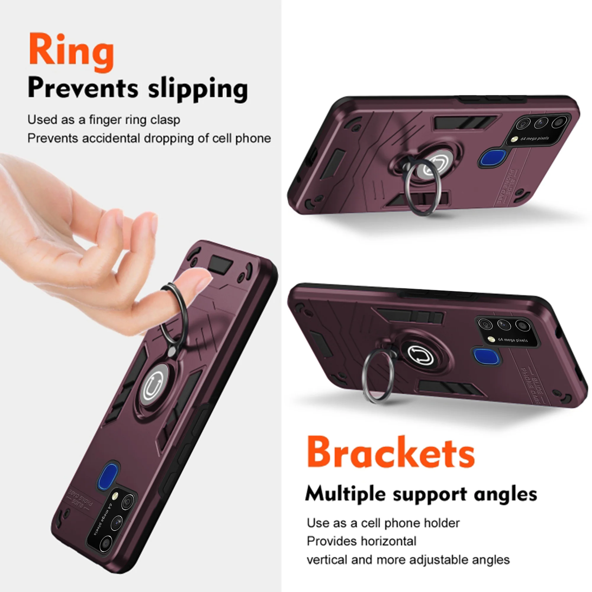 Ultra Rugged Armor Case with Rotating Ring Holder Back Case For Samsung F41 4G - Image 33