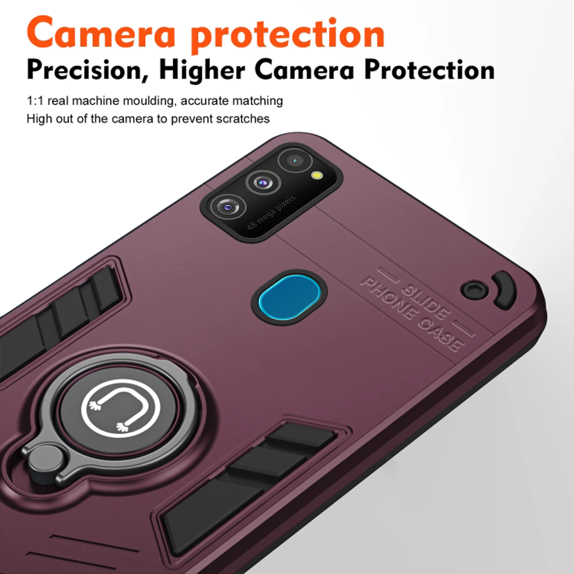 Ultra Rugged Armor Case with Rotating Ring Holder Back Case For Samsung M21 - Image 34