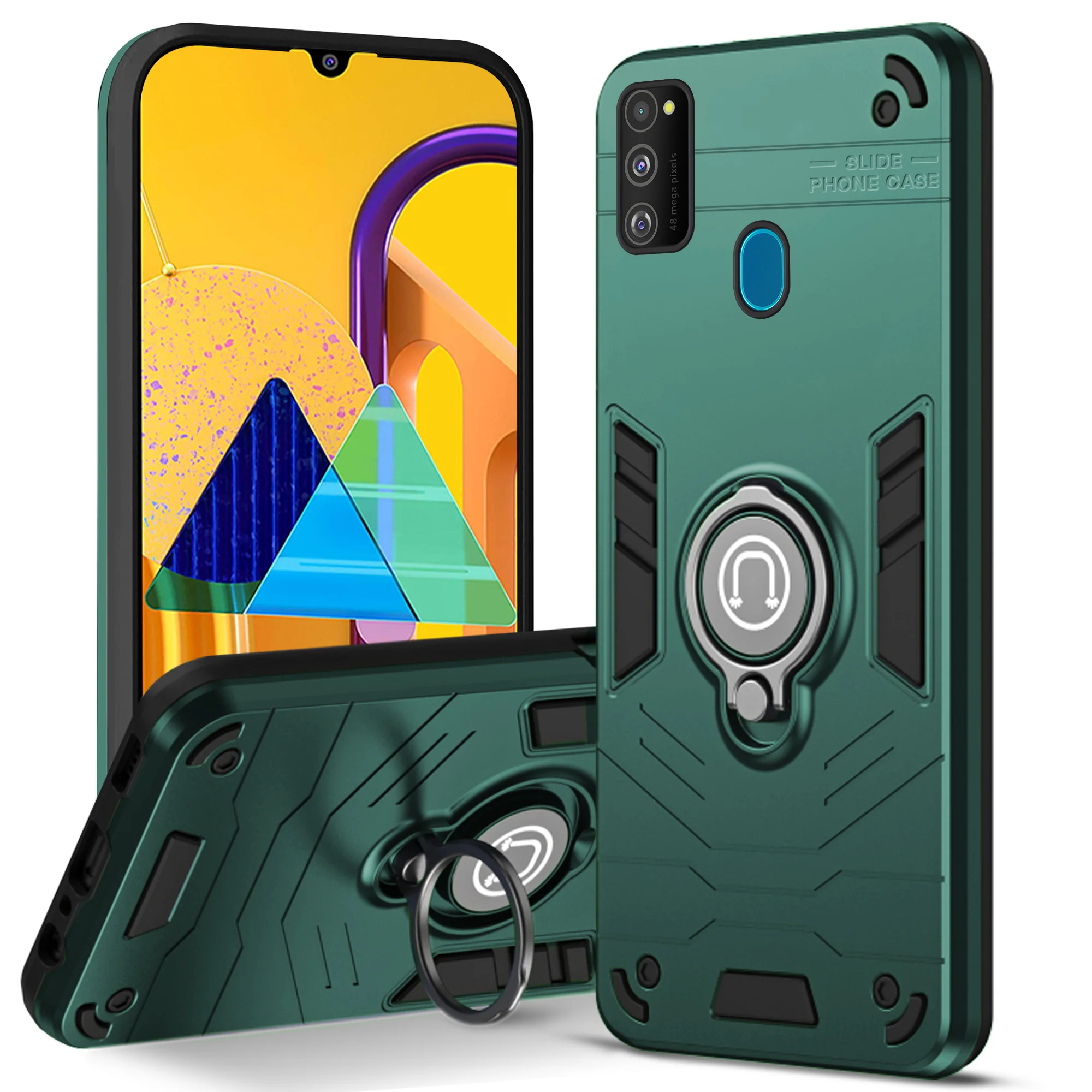 Ultra Rugged Armor Case with Rotating Ring Holder Back Case For Samsung M21 - Image 7