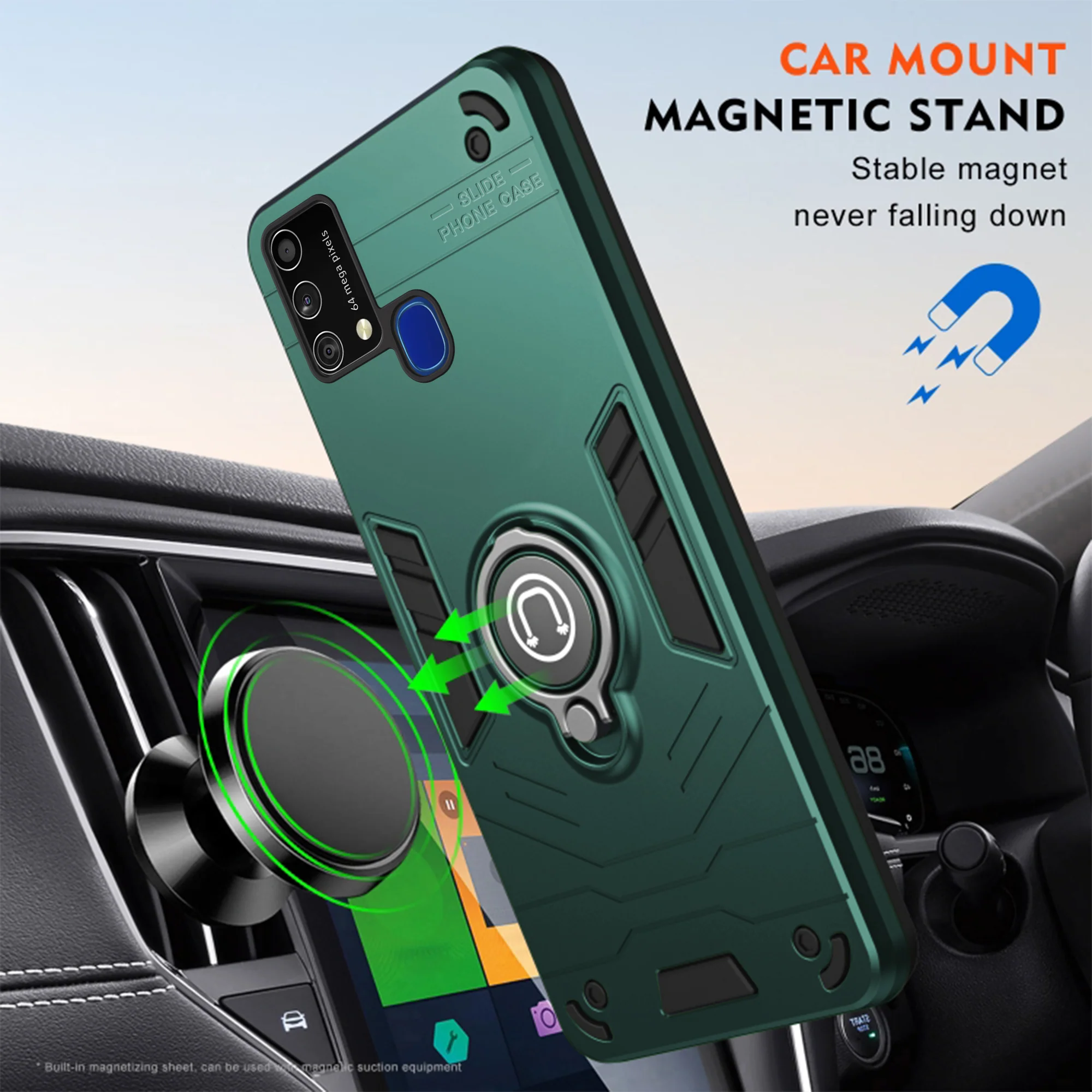 Ultra Rugged Armor Case with Rotating Ring Holder Back Case For Samsung M31 - Image 12