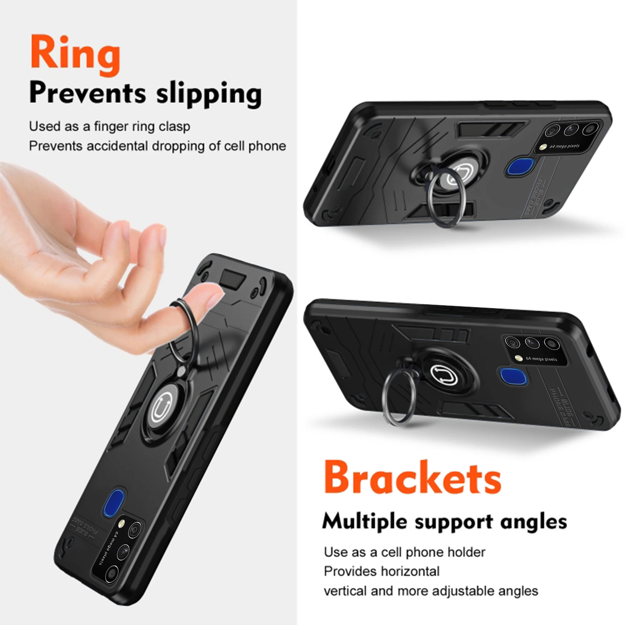 Ultra Rugged Armor Case with Rotating Ring Holder Back Case For Samsung M31 - Image 3