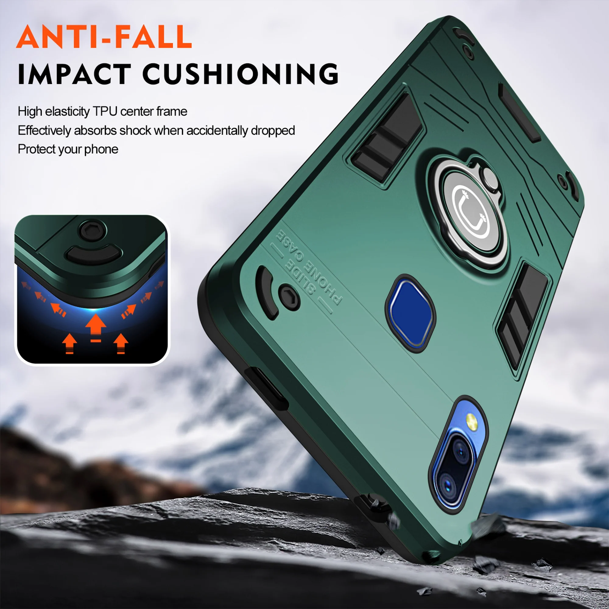 Ultra Rugged Armor Case with Rotating Ring Holder Back Case For Vivo Y95 - Image 11