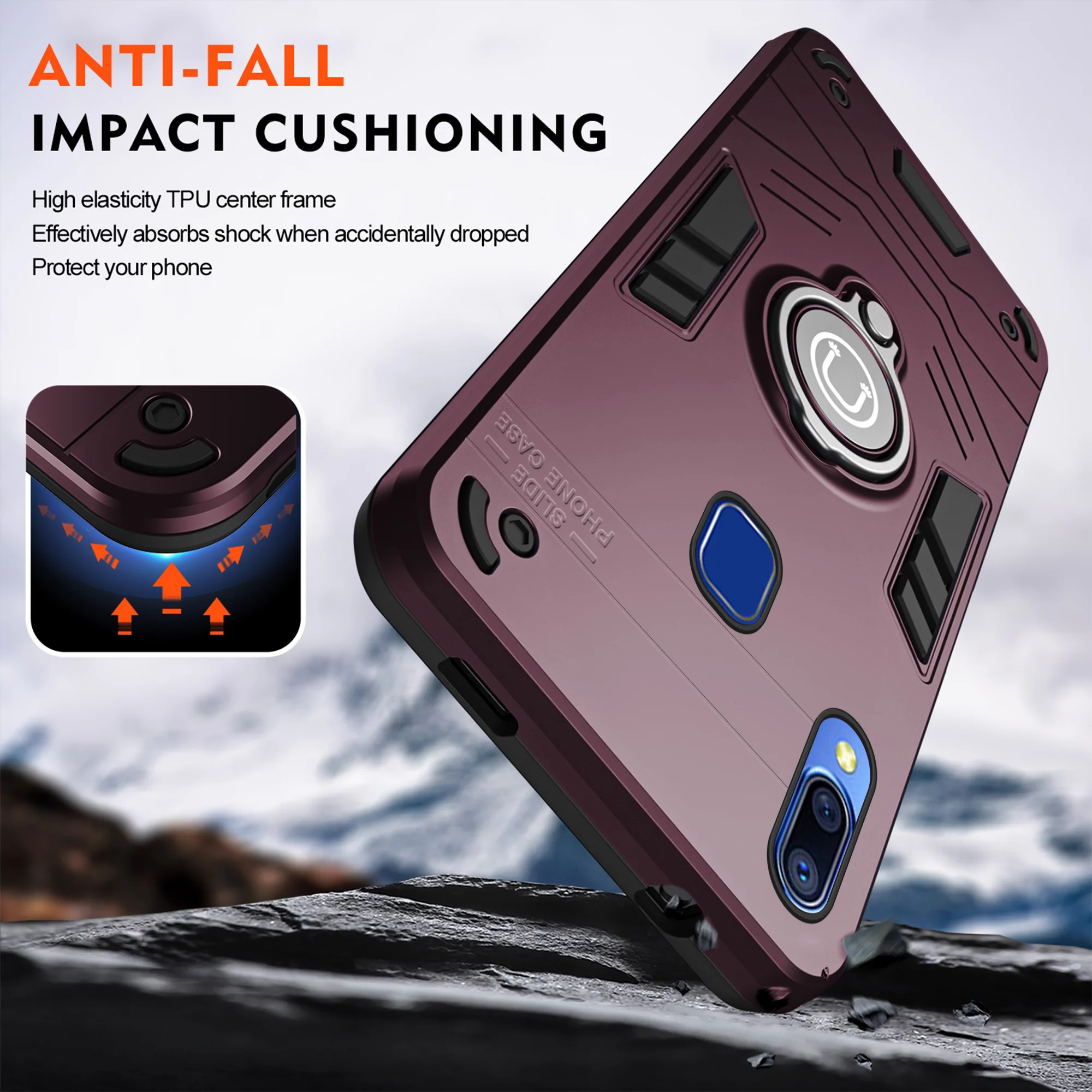 Ultra Rugged Armor Case with Rotating Ring Holder Back Case For Vivo Y95 - Image 35