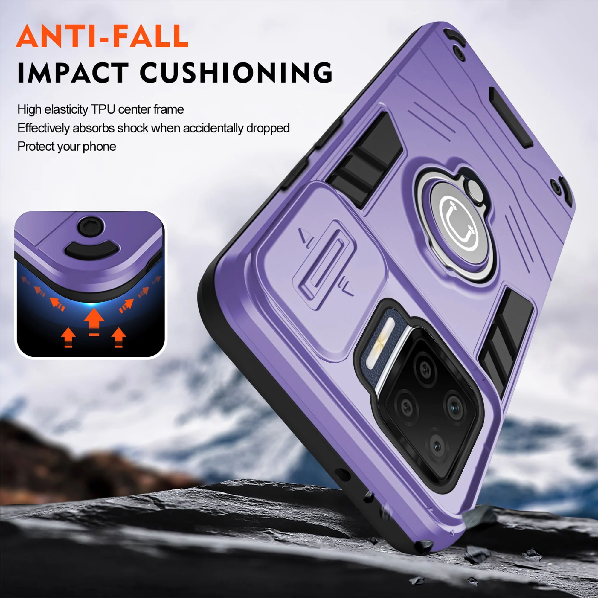 Ultra Rugged Case with Rotating Ring Holder Back Case For Oppo F17 4G - Image 17