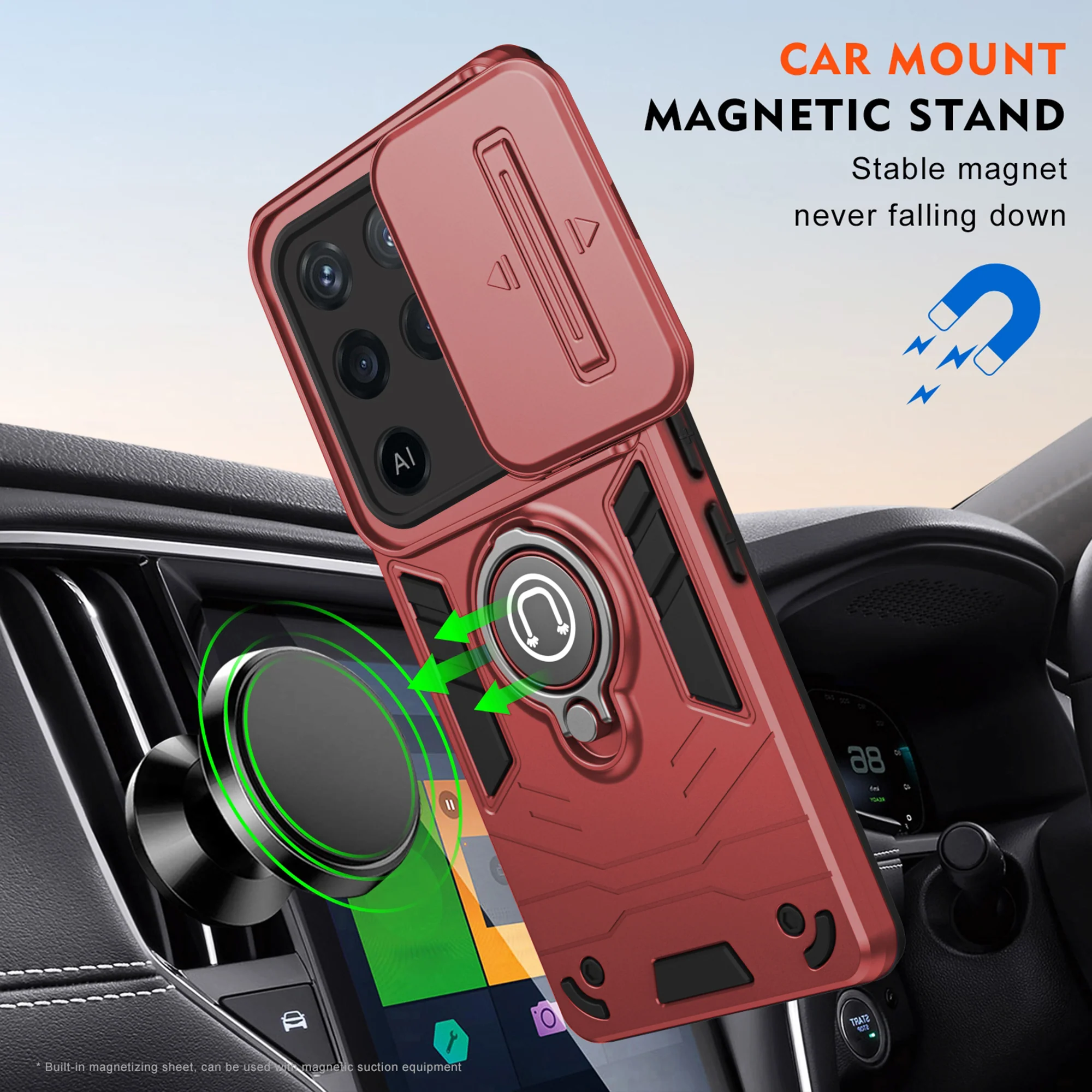 Ultra Rugged Armor Case with Rotating Ring Holder & Shutter Camera Protection Back Case For Oppo F19 Pro 5G - Image 24
