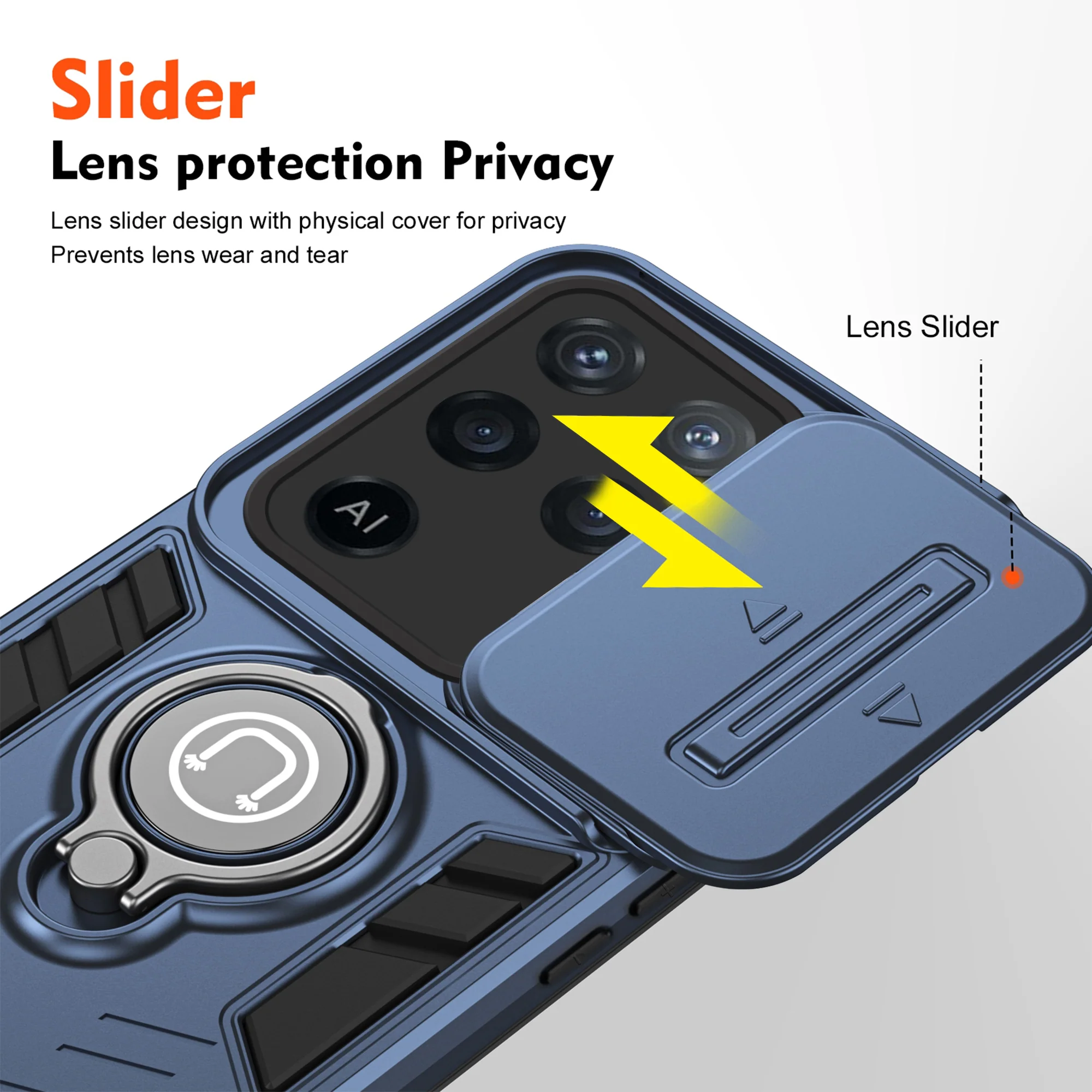 Ultra Rugged Armor Case with Rotating Ring Holder & Shutter Camera Protection Back Case For Oppo F19 Pro 5G - Image 28