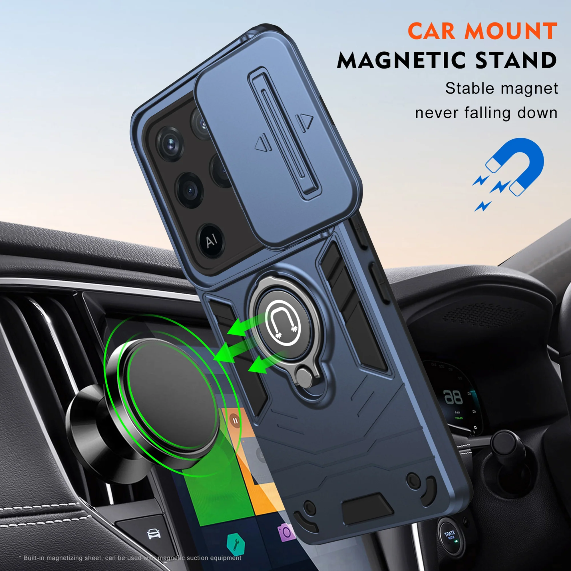 Ultra Rugged Armor Case with Rotating Ring Holder & Shutter Camera Protection Back Case For Oppo F19 Pro 5G - Image 30