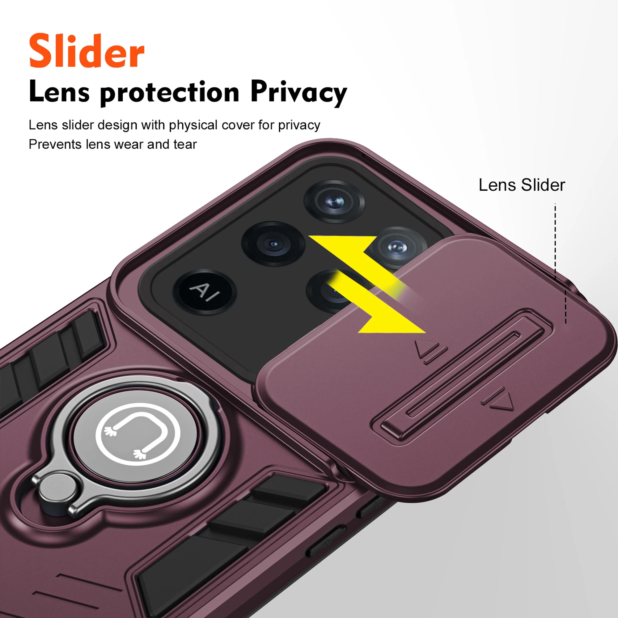 Ultra Rugged Armor Case with Rotating Ring Holder & Shutter Camera Protection Back Case For Oppo F19 Pro 5G - Image 34