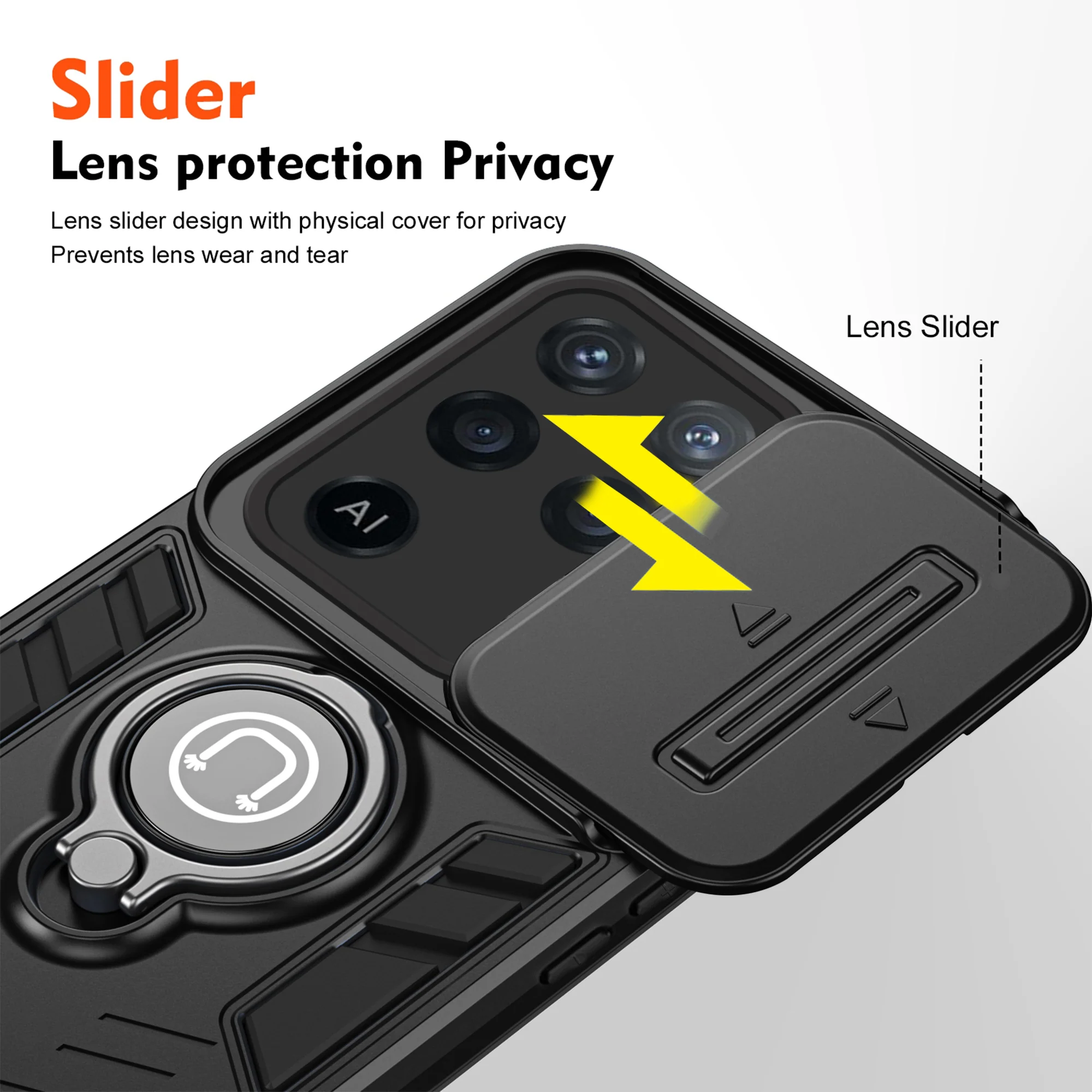 Ultra Rugged Armor Case with Rotating Ring Holder & Shutter Camera Protection Back Case For Oppo F19 Pro 5G - Image 4