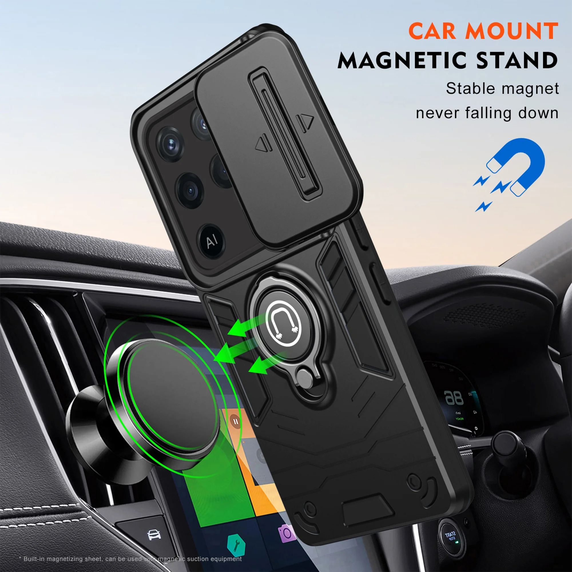 Ultra Rugged Armor Case with Rotating Ring Holder & Shutter Camera Protection Back Case For Oppo F19 Pro 5G - Image 6