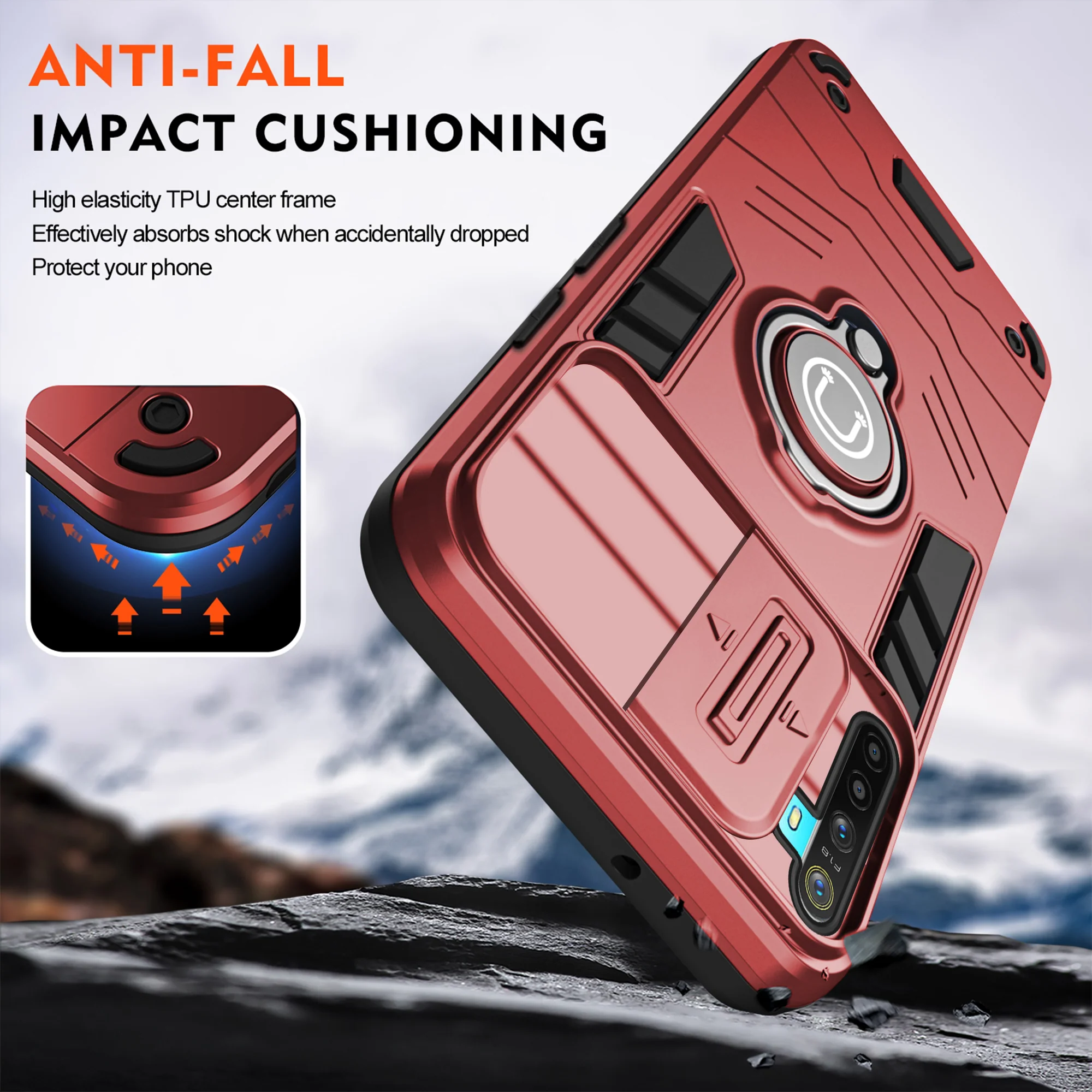 Ultra Rugged Case with Rotating Ring Holder Back Case For Realme 5 - Image 17