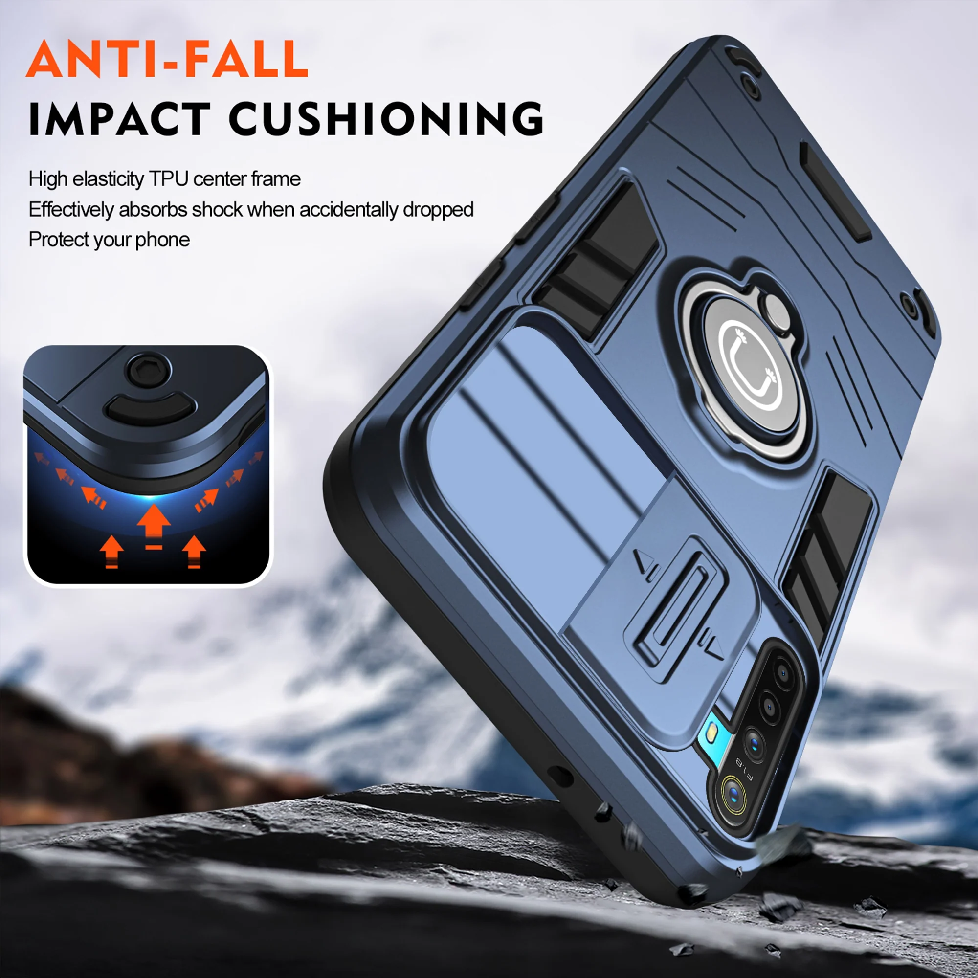 Ultra Rugged Case with Rotating Ring Holder Back Case For Realme 5 - Image 23