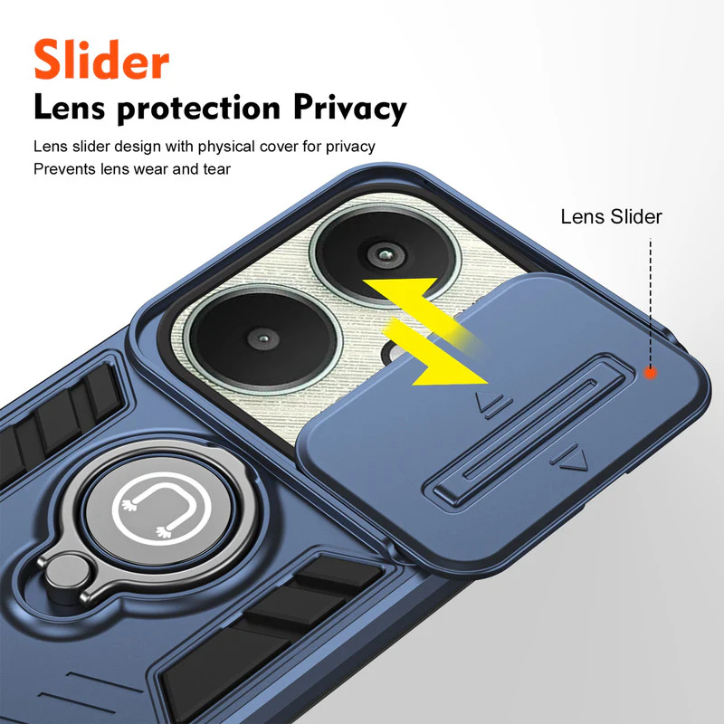 Ultra Rugged Case with Rotating Ring Holder Back Case For Redmi 13C 5G - Image 22