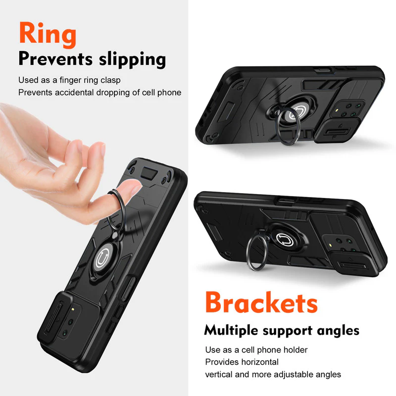 Ultra Rugged Case with Rotating Ring Holder Back Case For Redmi Note 9 Pro - Image 3