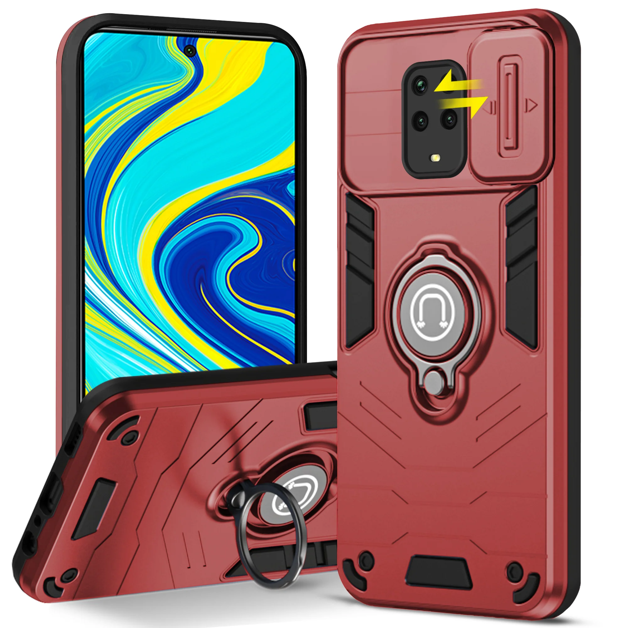 Ultra Rugged Case with Rotating Ring Holder Back Case For Redmi Note 9 Pro Max - Image 19