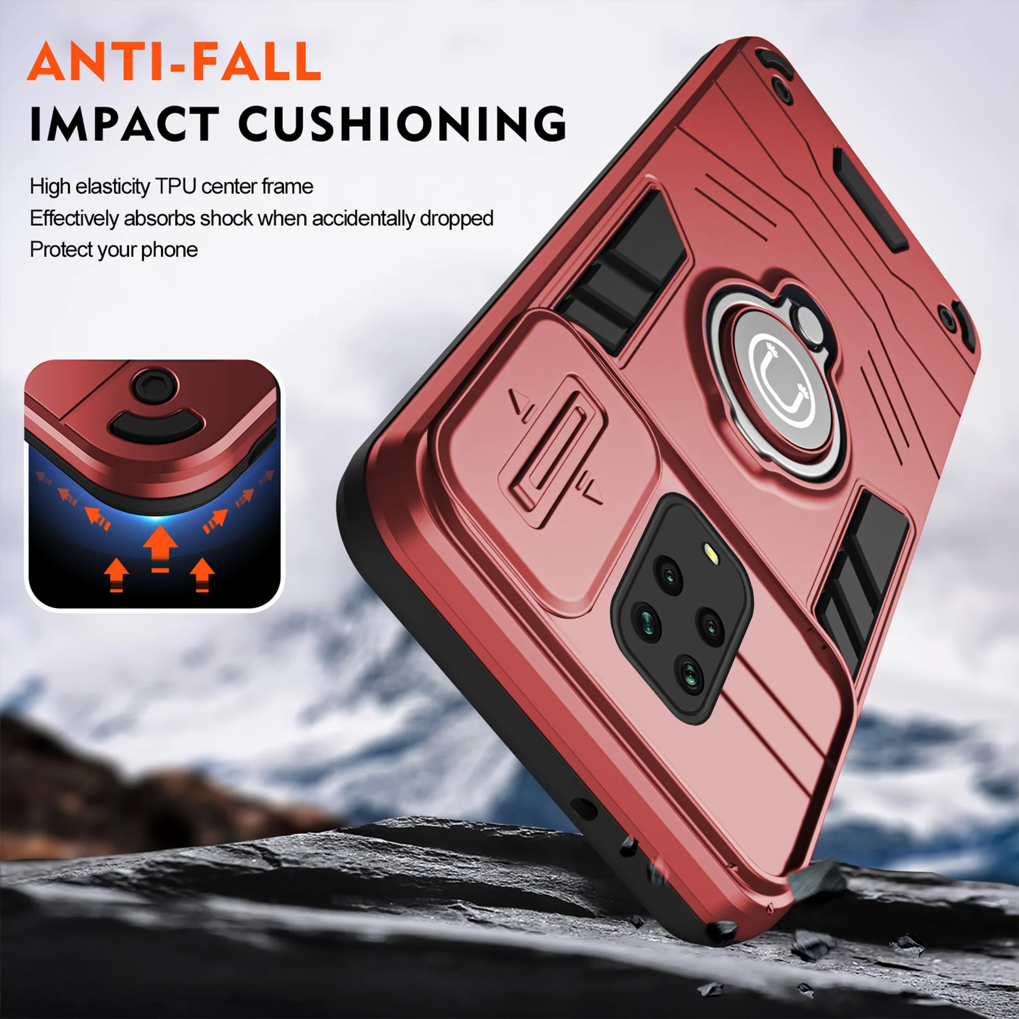 Ultra Rugged Case with Rotating Ring Holder Back Case For Redmi Note 9 Pro Max - Image 23