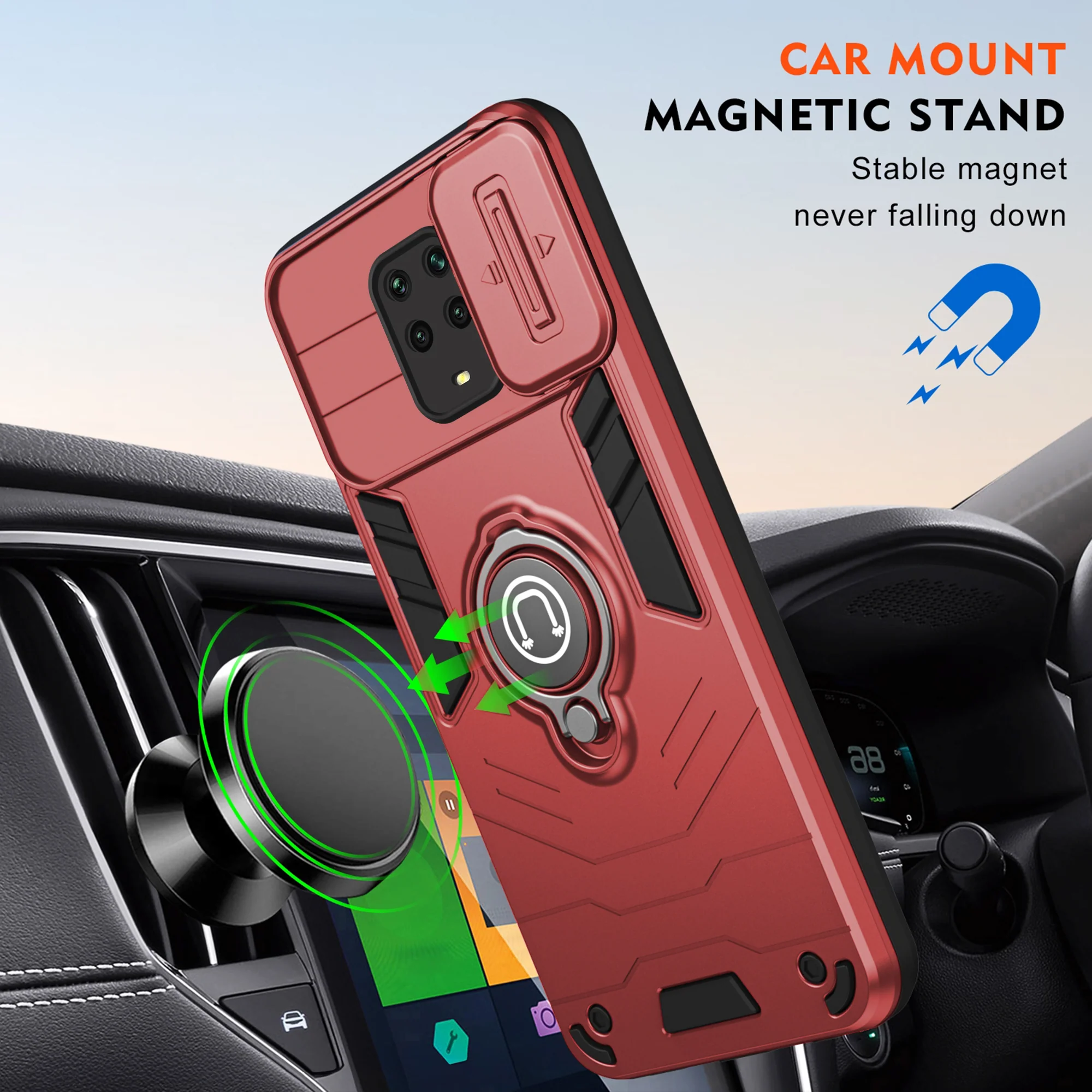 Ultra Rugged Case with Rotating Ring Holder Back Case For Redmi Note 9 Pro Max - Image 24