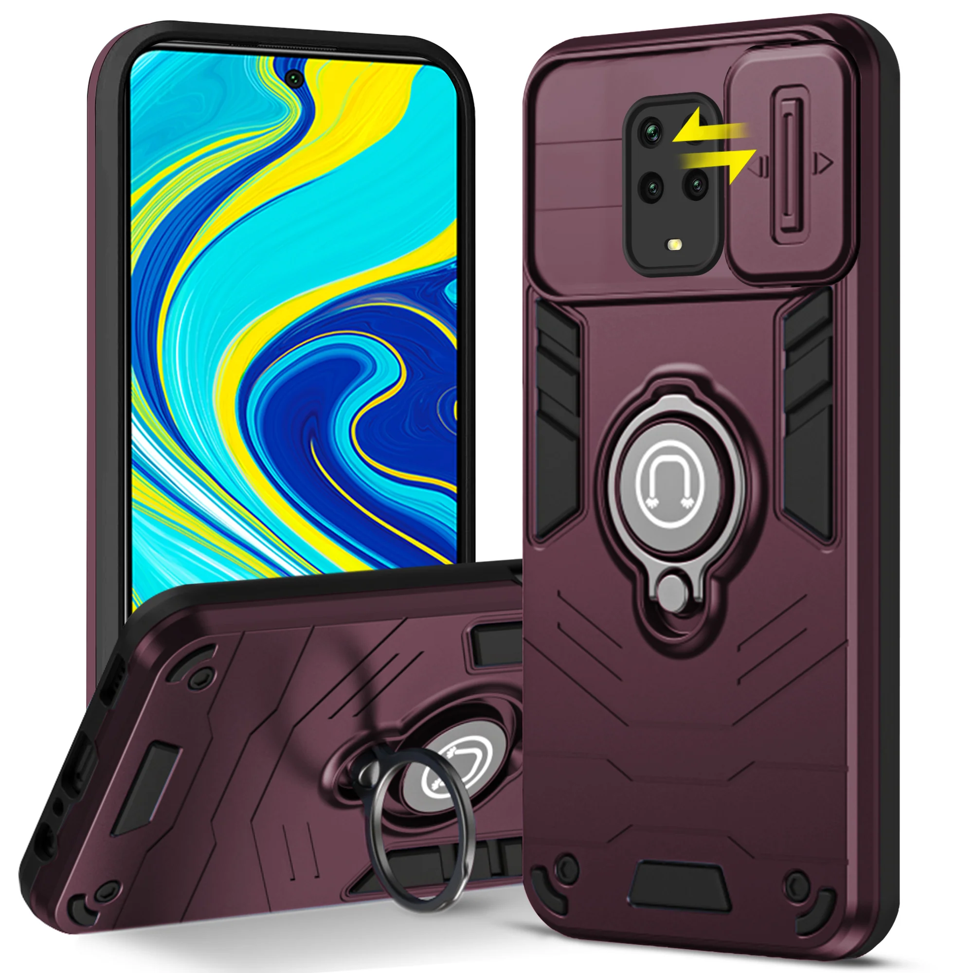 Ultra Rugged Case with Rotating Ring Holder Back Case For Redmi Note 9 Pro Max - Image 31