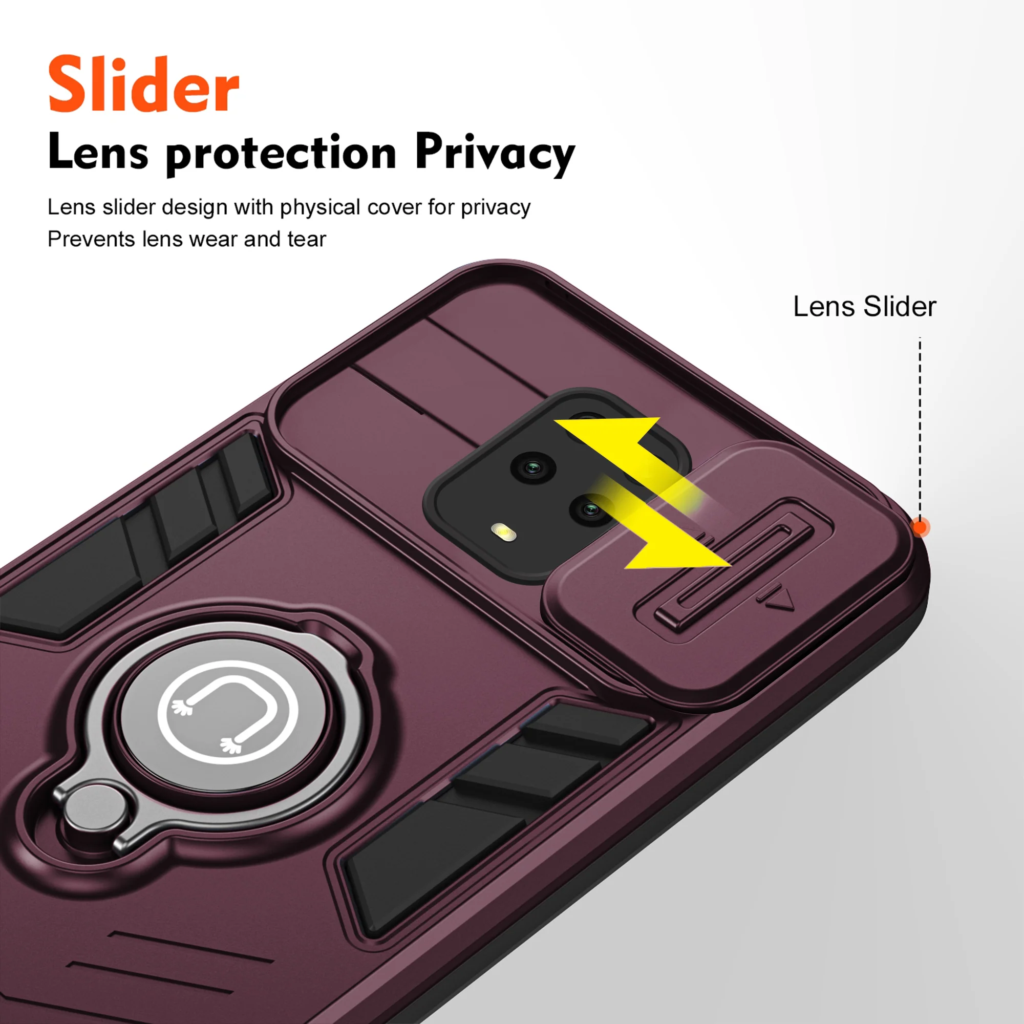 Ultra Rugged Case with Rotating Ring Holder Back Case For Redmi Note 9 Pro Max - Image 34