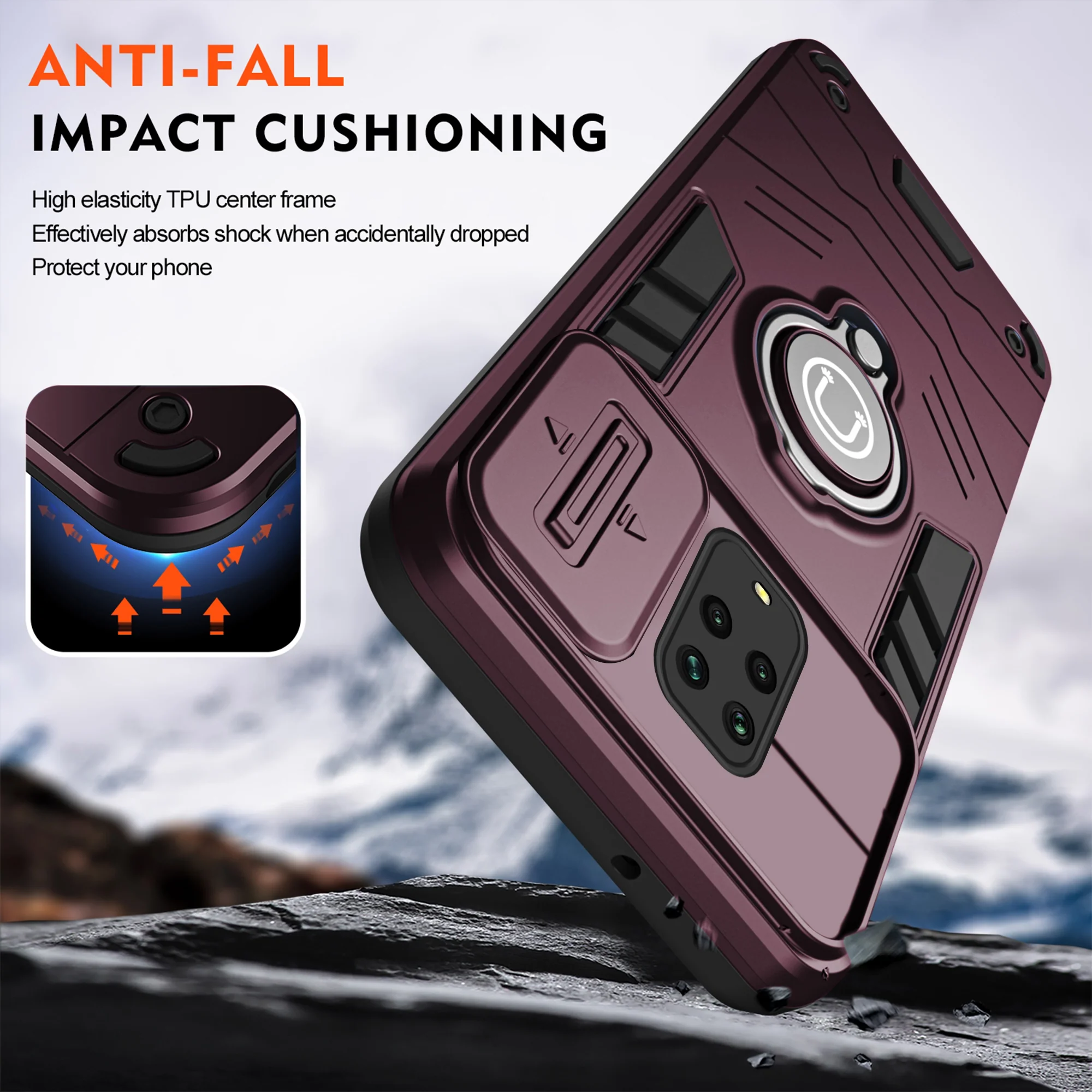 Ultra Rugged Case with Rotating Ring Holder Back Case For Redmi Note 9 Pro Max - Image 35