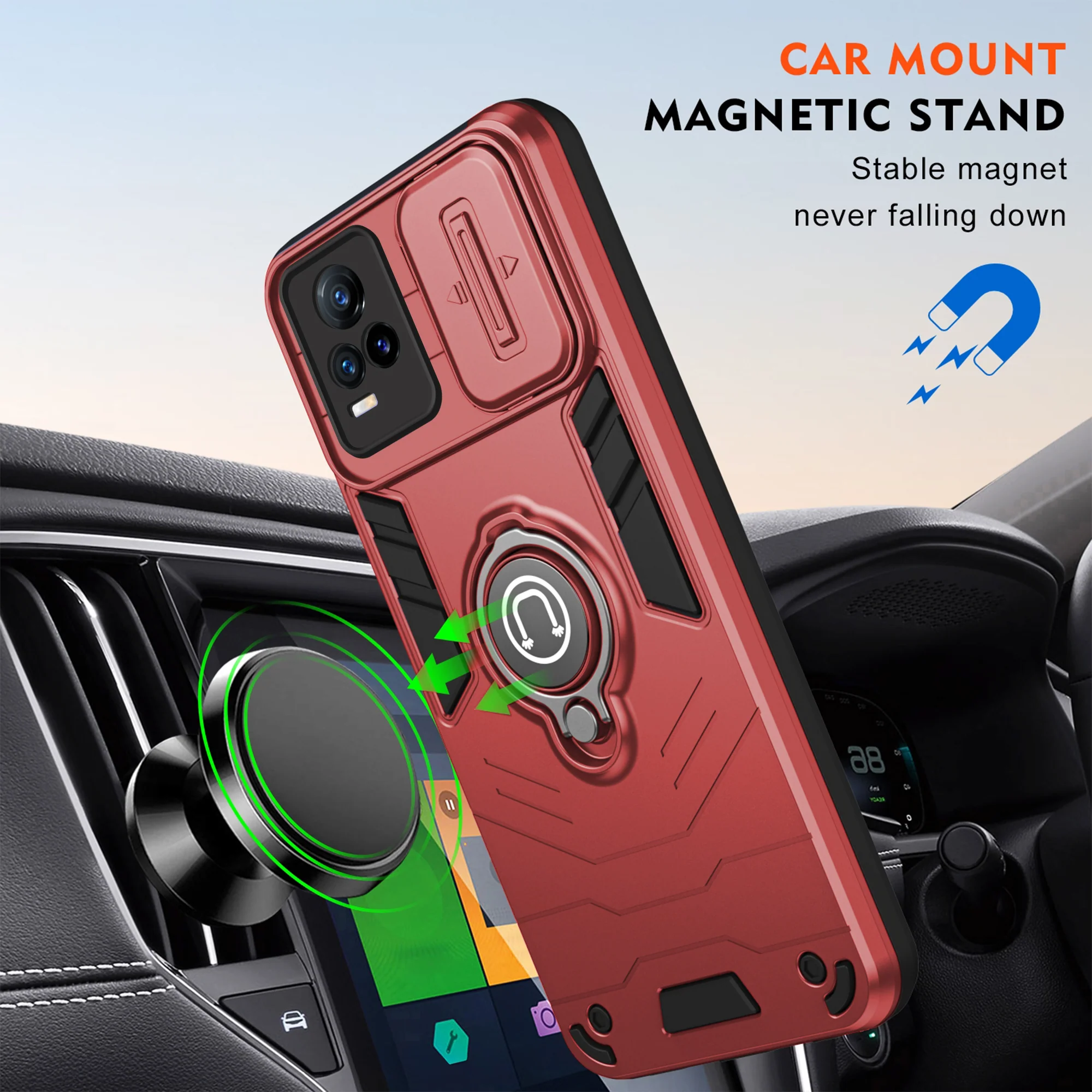 Ultra Rugged Case with Rotating Ring Holder Back Case For Vivo V21e 4G - Image 24