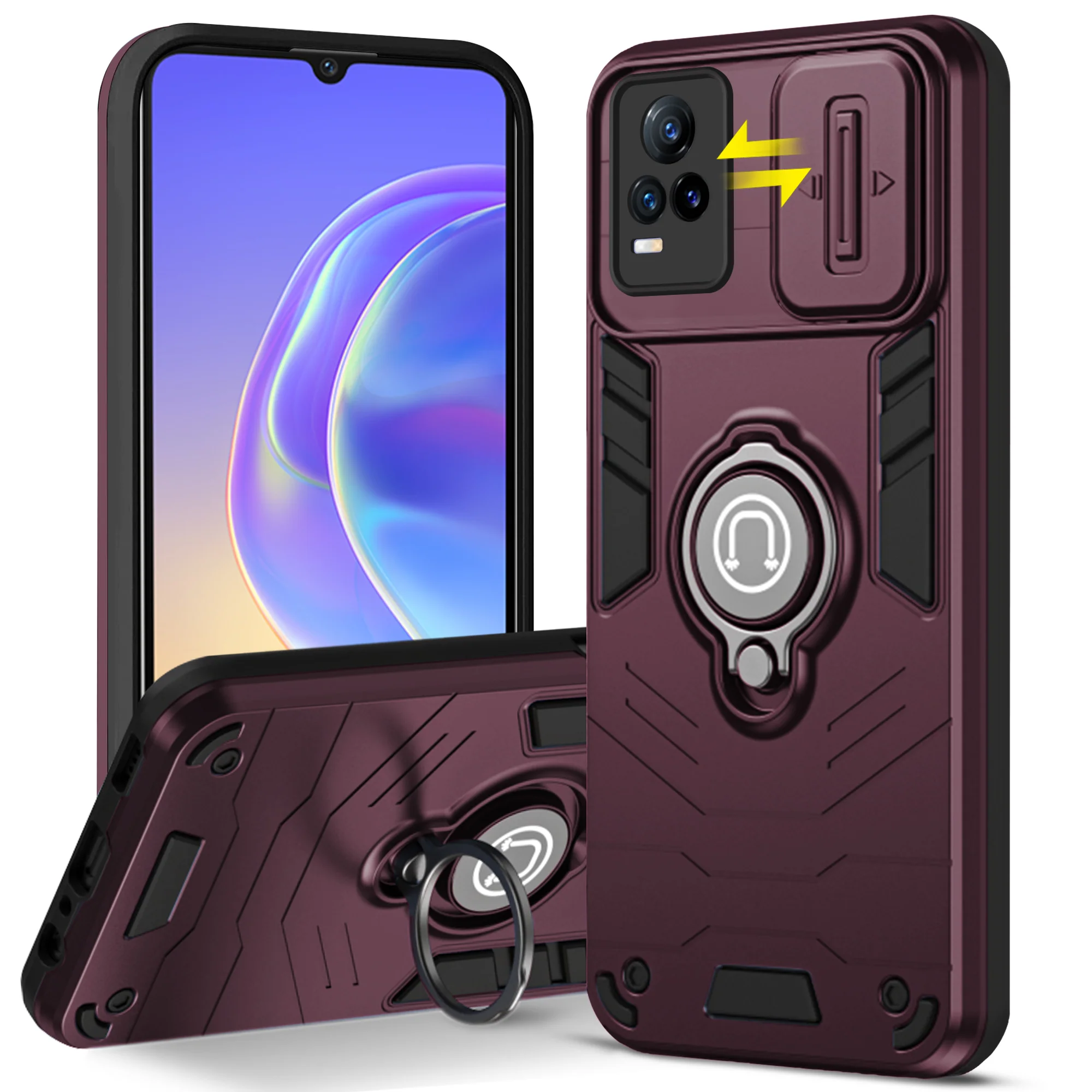 Ultra Rugged Case with Rotating Ring Holder Back Case For Vivo V21e 4G - Image 31