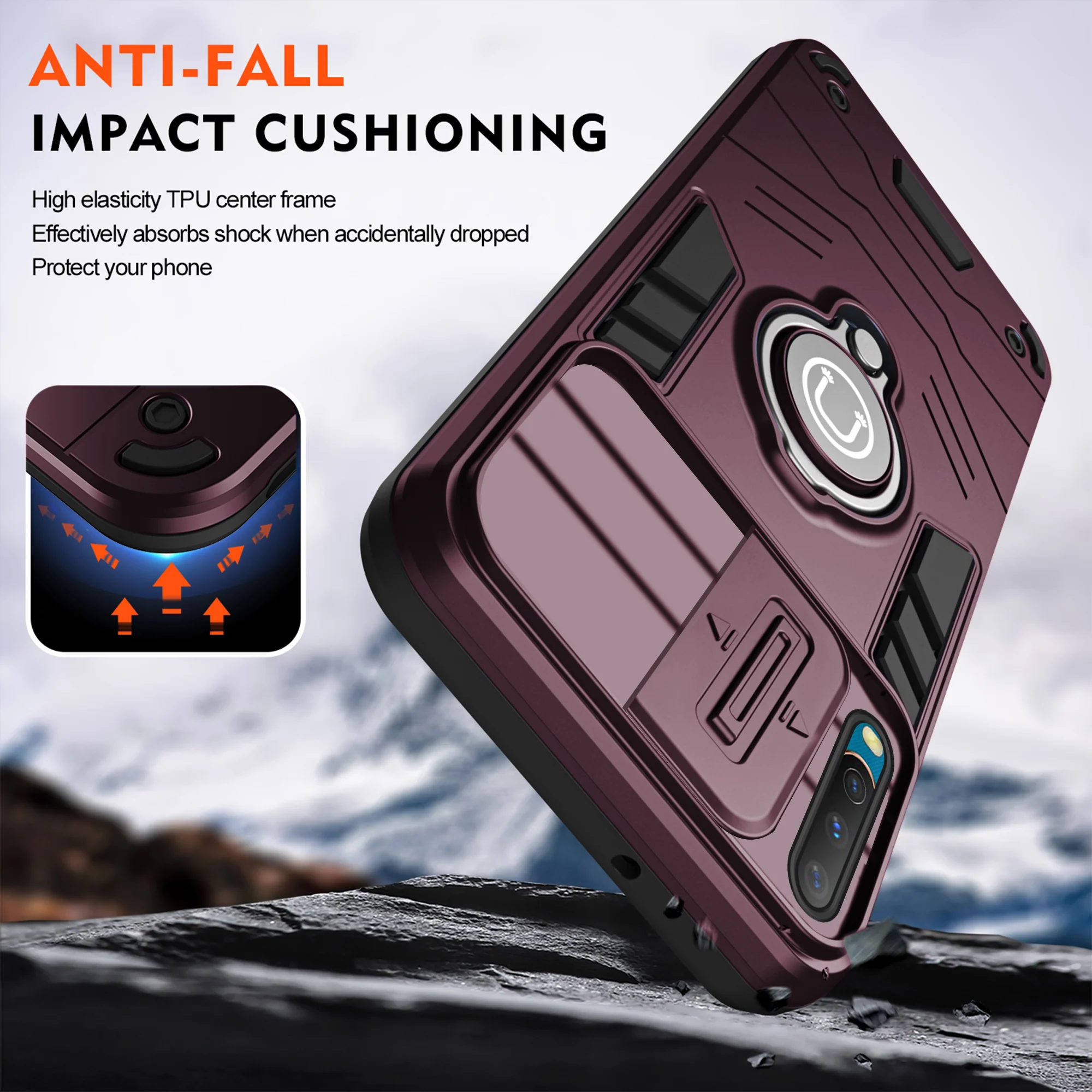 Ultra Rugged Case with Rotating Ring Holder Back Case For Vivo Y12 - Image 35