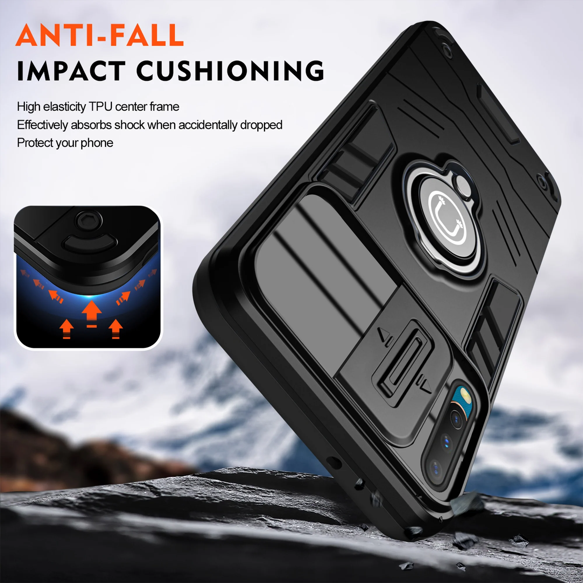 Ultra Rugged Case with Rotating Ring Holder Back Case For Vivo Y12 - Image 5
