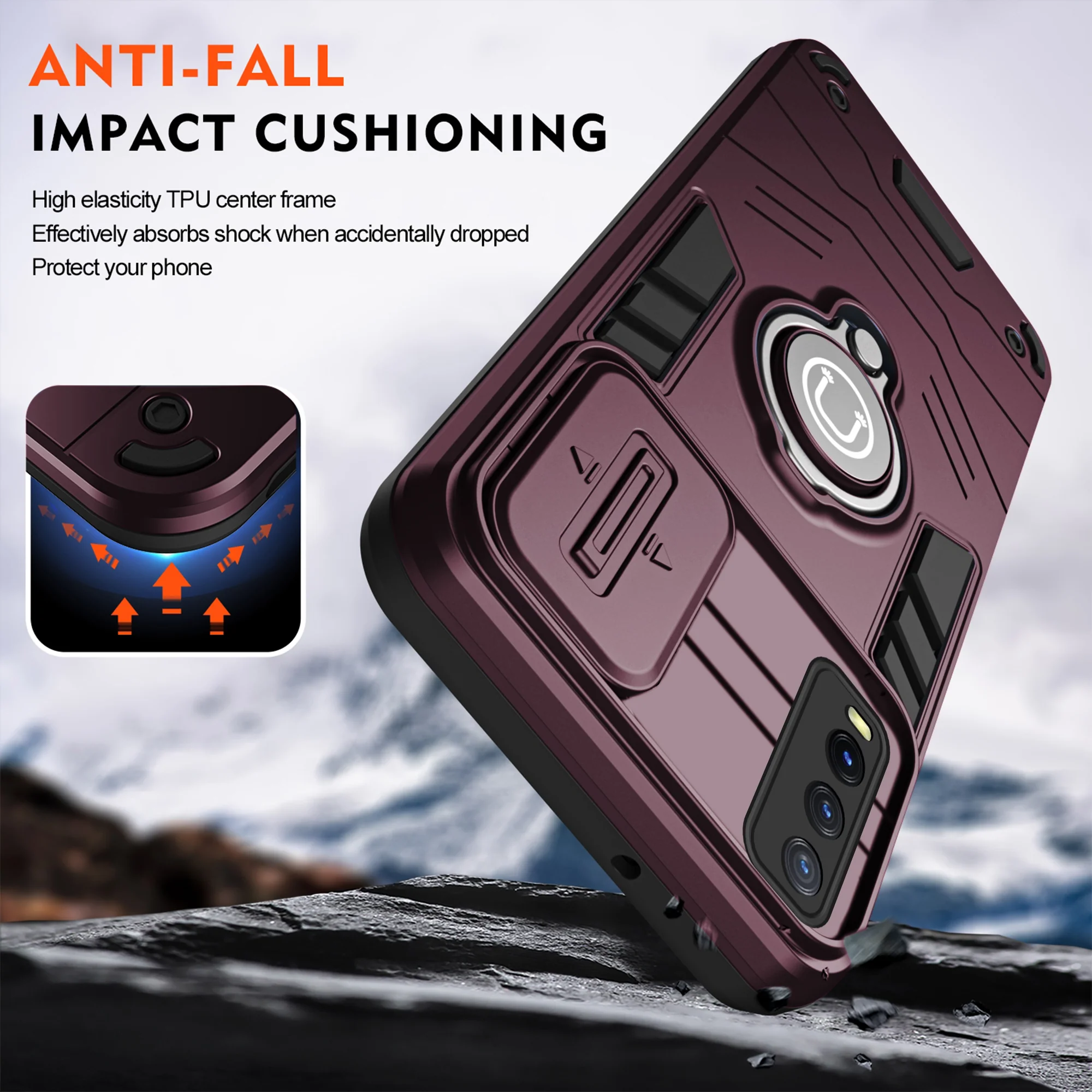 Ultra Rugged Case with Rotating Ring Holder Back Case For Vivo Y20A - Image 35