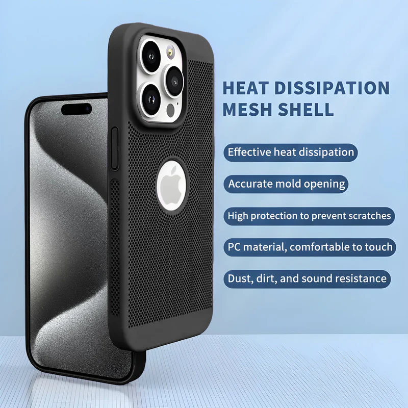 Ultra Slim Full Coverage Heat Sink Case with Honeycomb Mesh Back Cover For Apple iPhone 15 Pro Max - Image 2