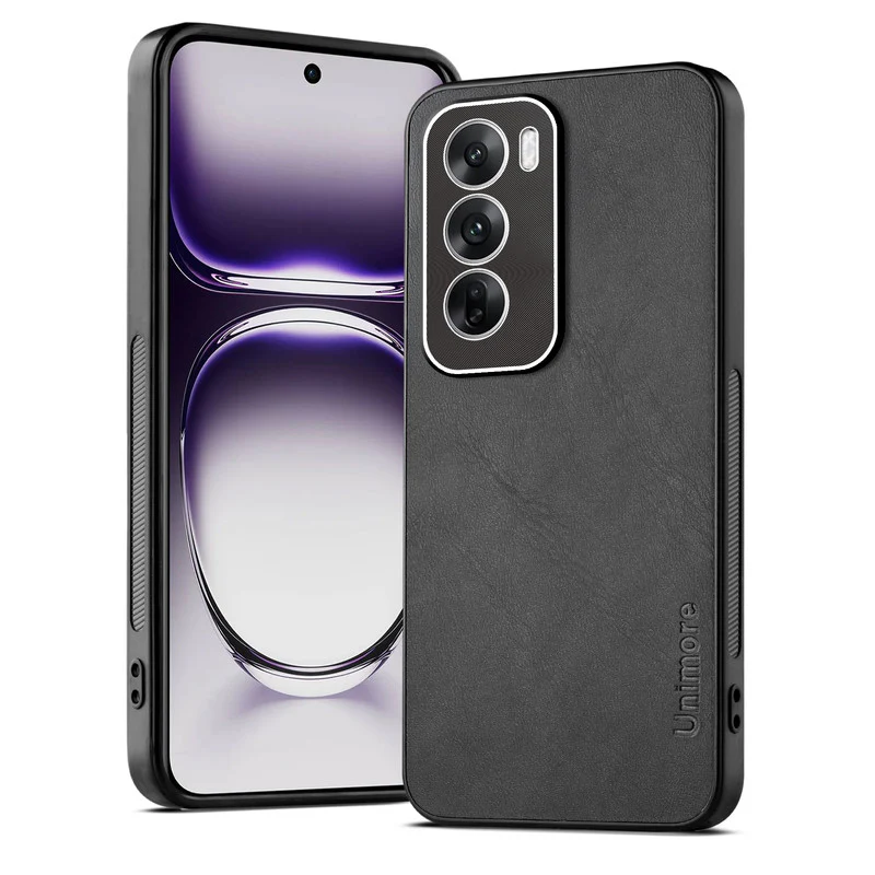 Unimore Leather Hard Case with Shiny Camera Protection For Oppo Reno 12 5G - Image 3