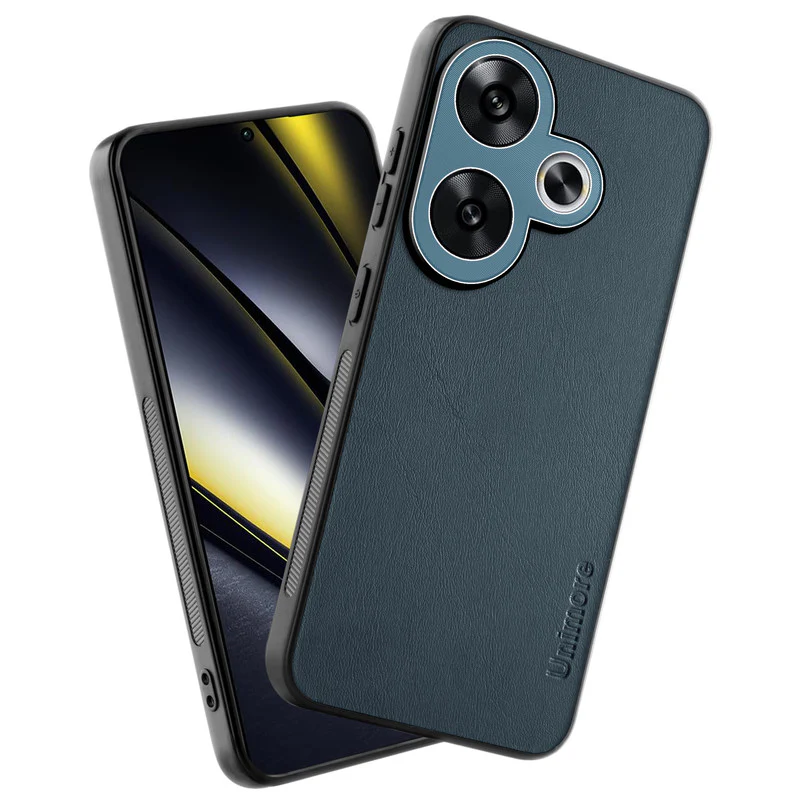Unimore Leather Hard Case with Shiny Camera Protection For Poco F6 5G - Image 19