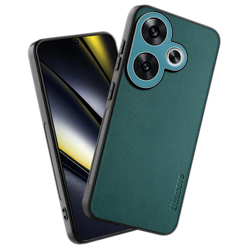 Unimore Leather Hard Case with Shiny Camera Protection For Poco F6 5G - Image 7