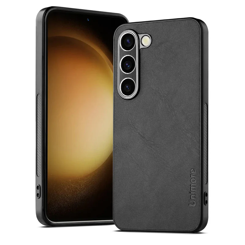 Unimore Leather Hard Case with Shiny Camera Protection For Samsung S23 5G - Image 3