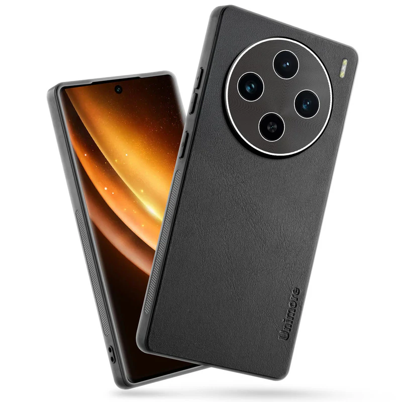 Unimore Leather Hard Case with Shiny Camera Protection For Vivo X100 5G
