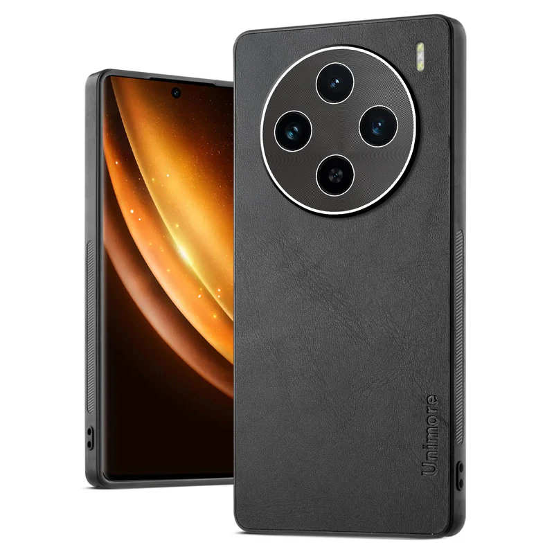 Unimore Leather Hard Case with Shiny Camera Protection For Vivo X100 5G - Image 3