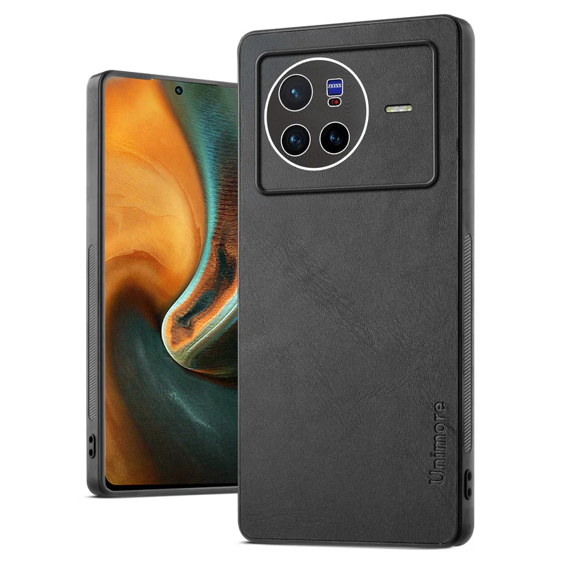 Unimore Leather Hard Case with Shiny Camera Protection For Vivo X80 5G - Image 3