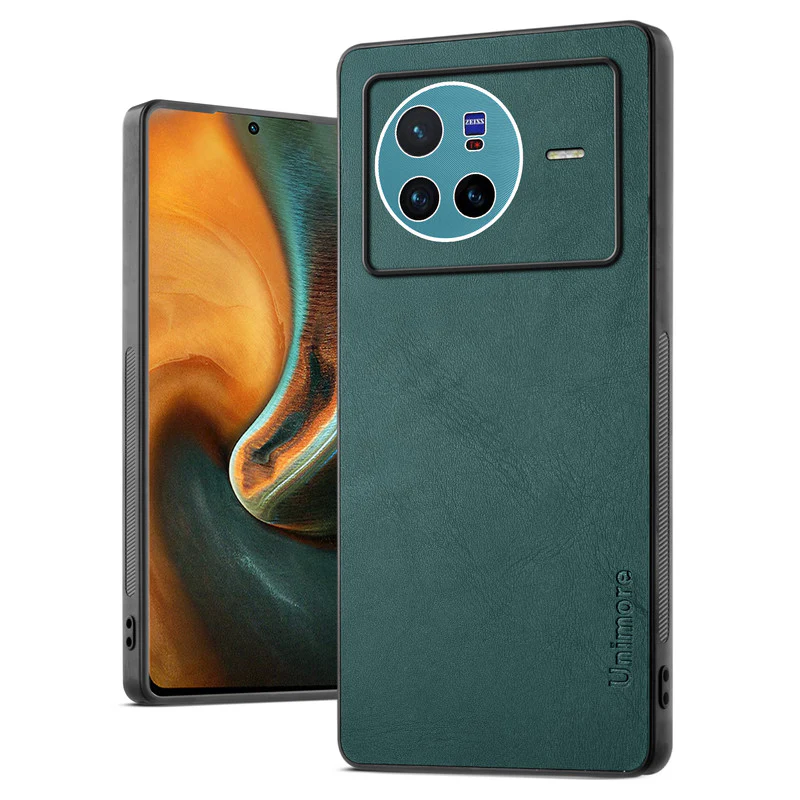 Unimore Leather Hard Case with Shiny Camera Protection For Vivo X80 5G - Image 9
