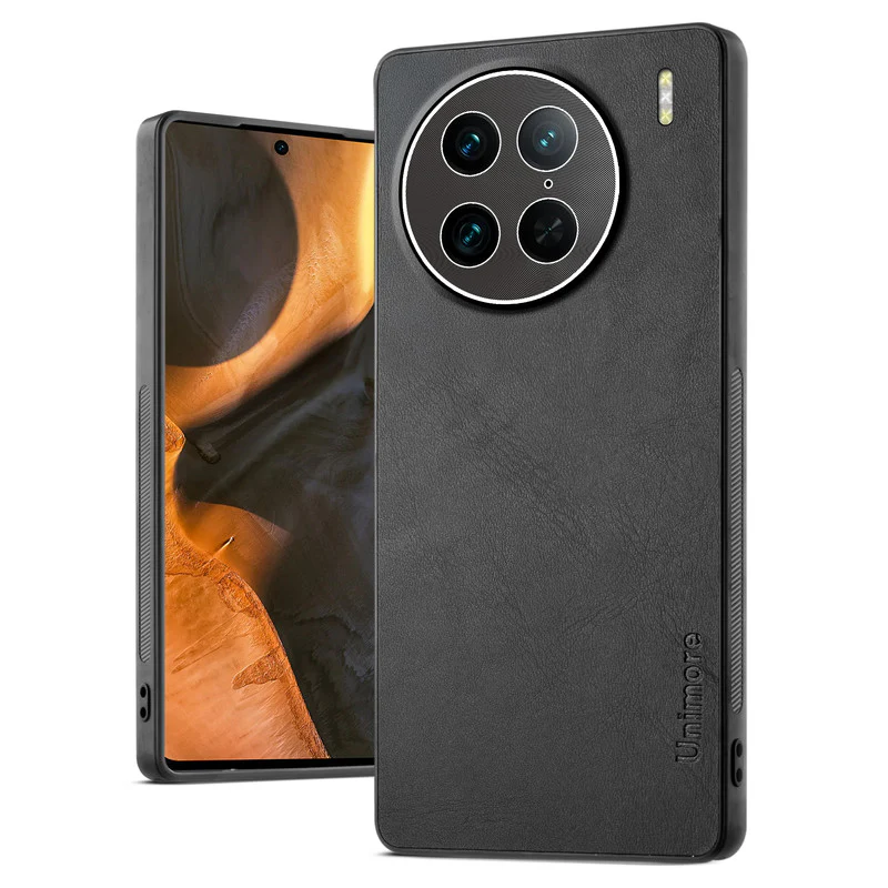 Unimore Leather Hard Case with Shiny Camera Protection For Vivo X90 Pro 5G - Image 3