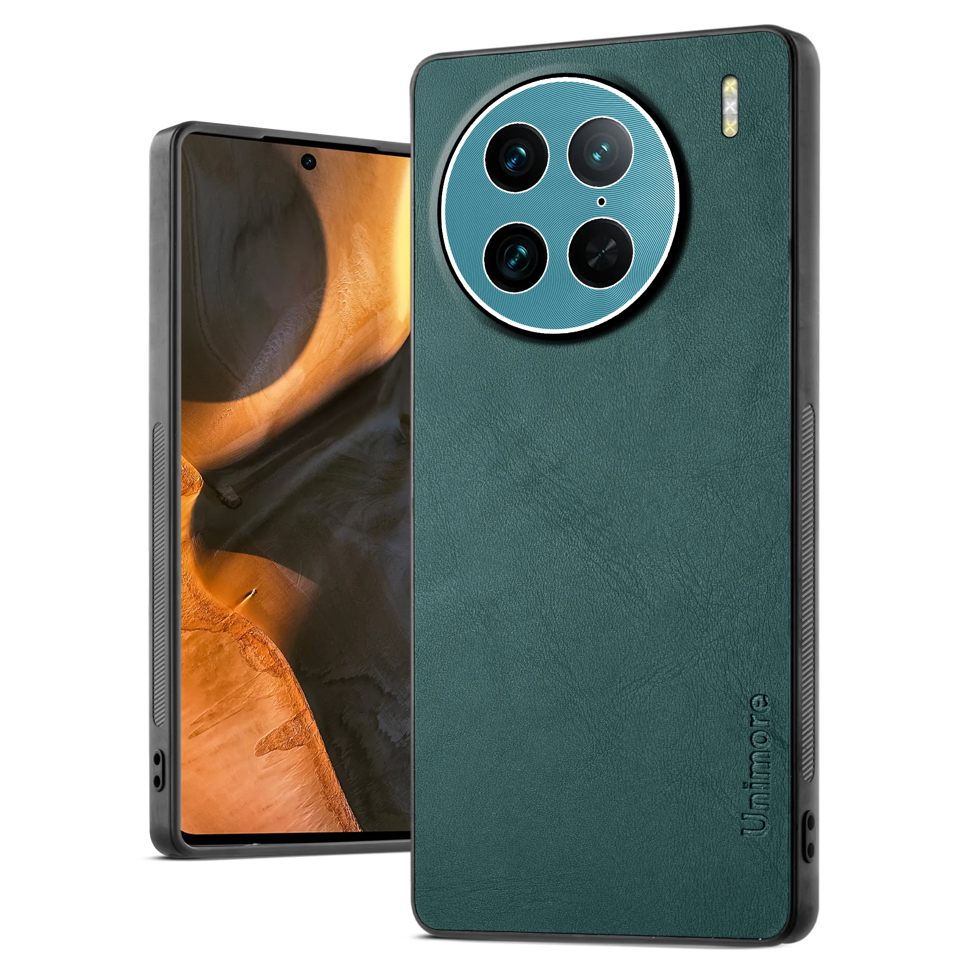Unimore Leather Hard Case with Shiny Camera Protection For Vivo X90 Pro 5G - Image 9