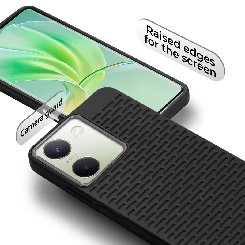 Soft Silicone Mobile Back Cover For Vivo Y300 Plus 5G with Dash Type Groove and Matte Gray Camera Ring - Image 4